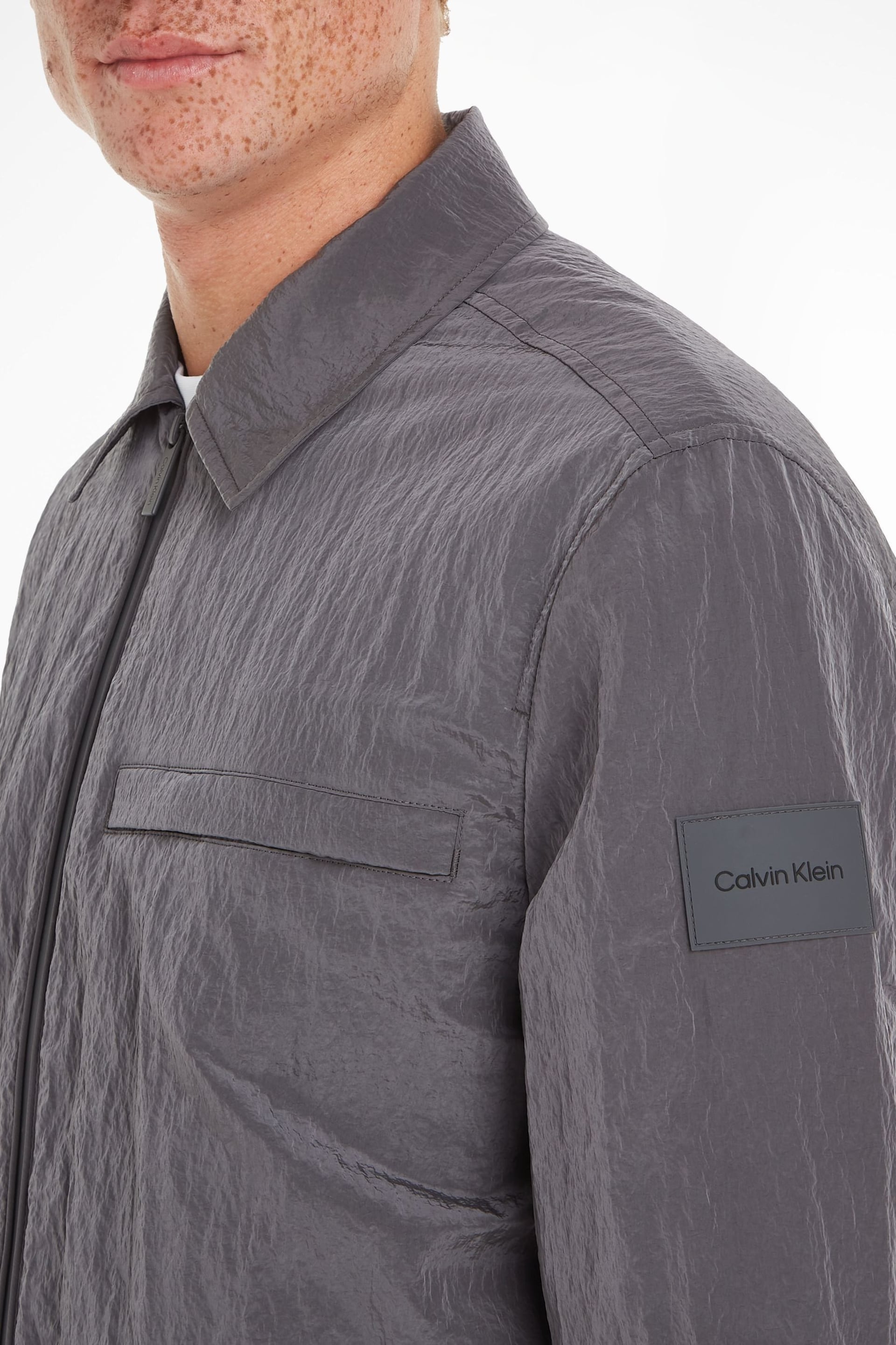 Calvin Klein Grey Crinkle 2.0 Shirt Jacket - Image 3 of 6