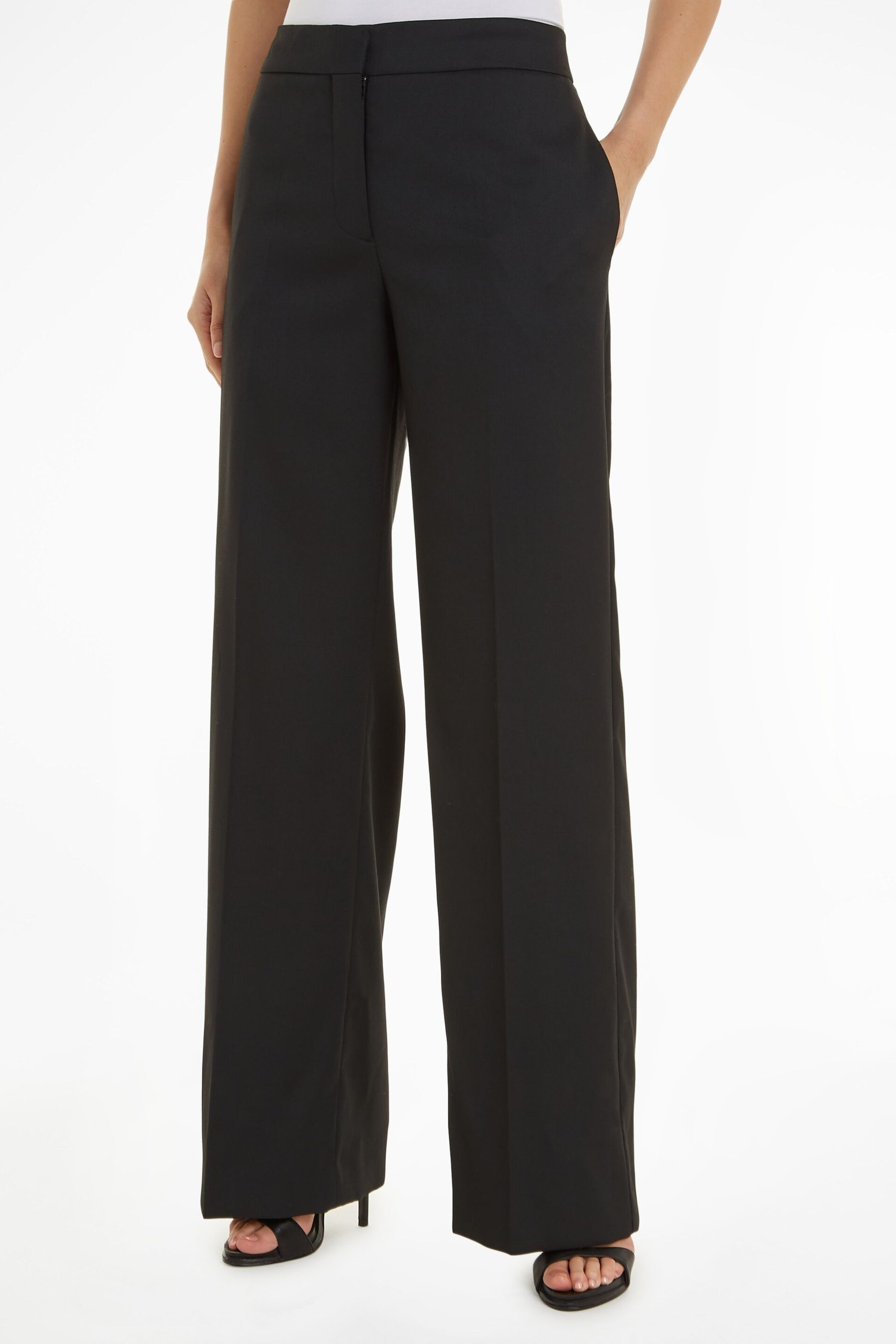 Calvin Klein Black Tailored Wide Leg Trousers - Image 1 of 6