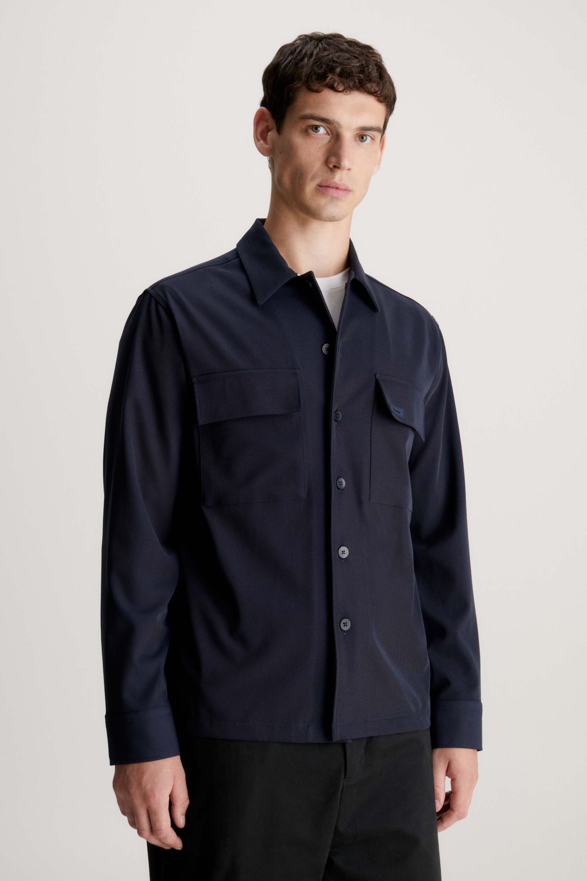 Calvin Klein Blue Soft Twill Overshirt - Image 1 of 3