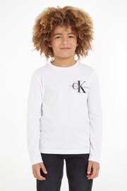 Calvin Klein Jeans White Monogram Long Sleeve Top - Image 1 of 6