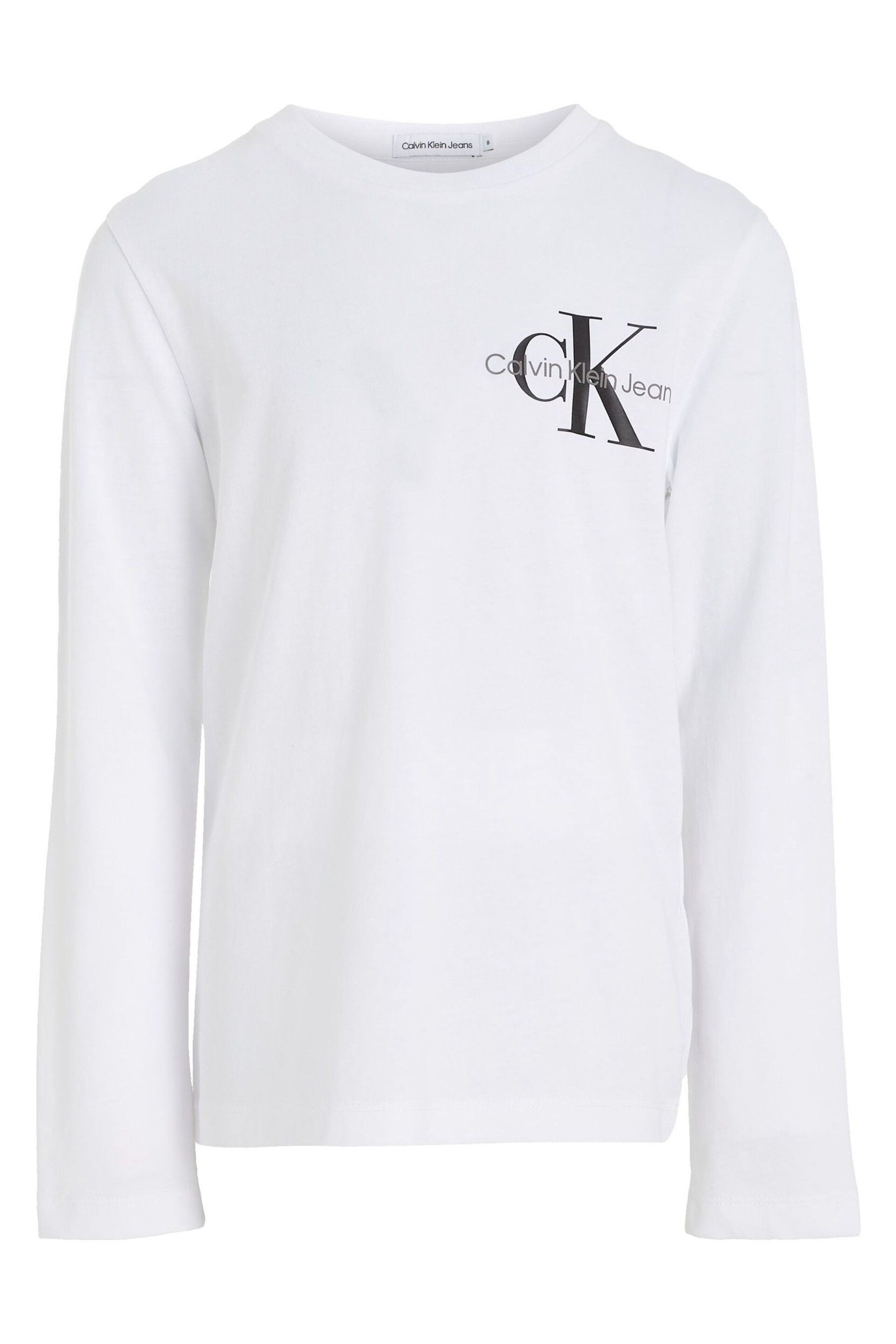 Calvin Klein Jeans White Monogram Long Sleeve Top - Image 4 of 6