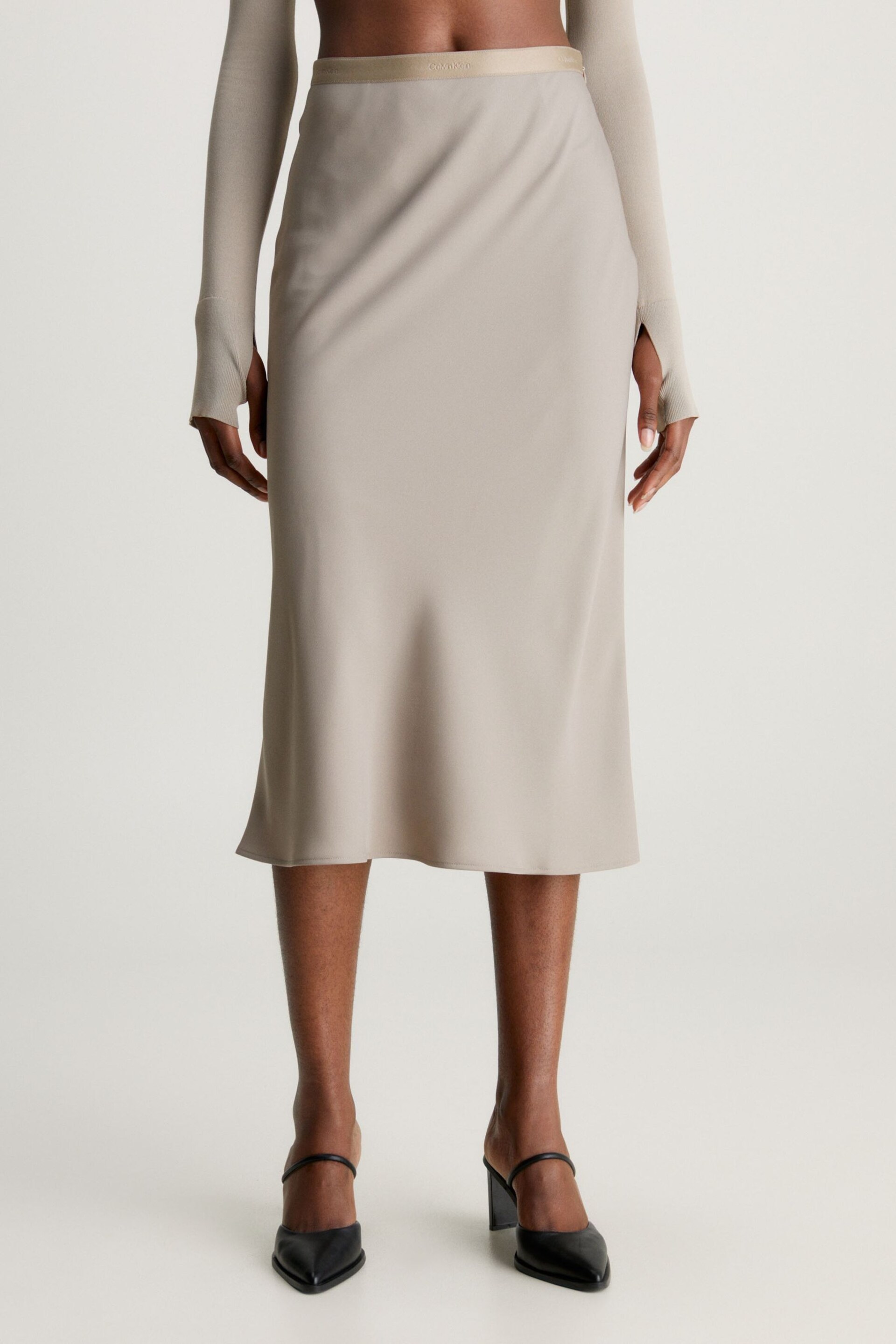 Calvin Klein Grey Recycled Midi Skirt - Image 1 of 5