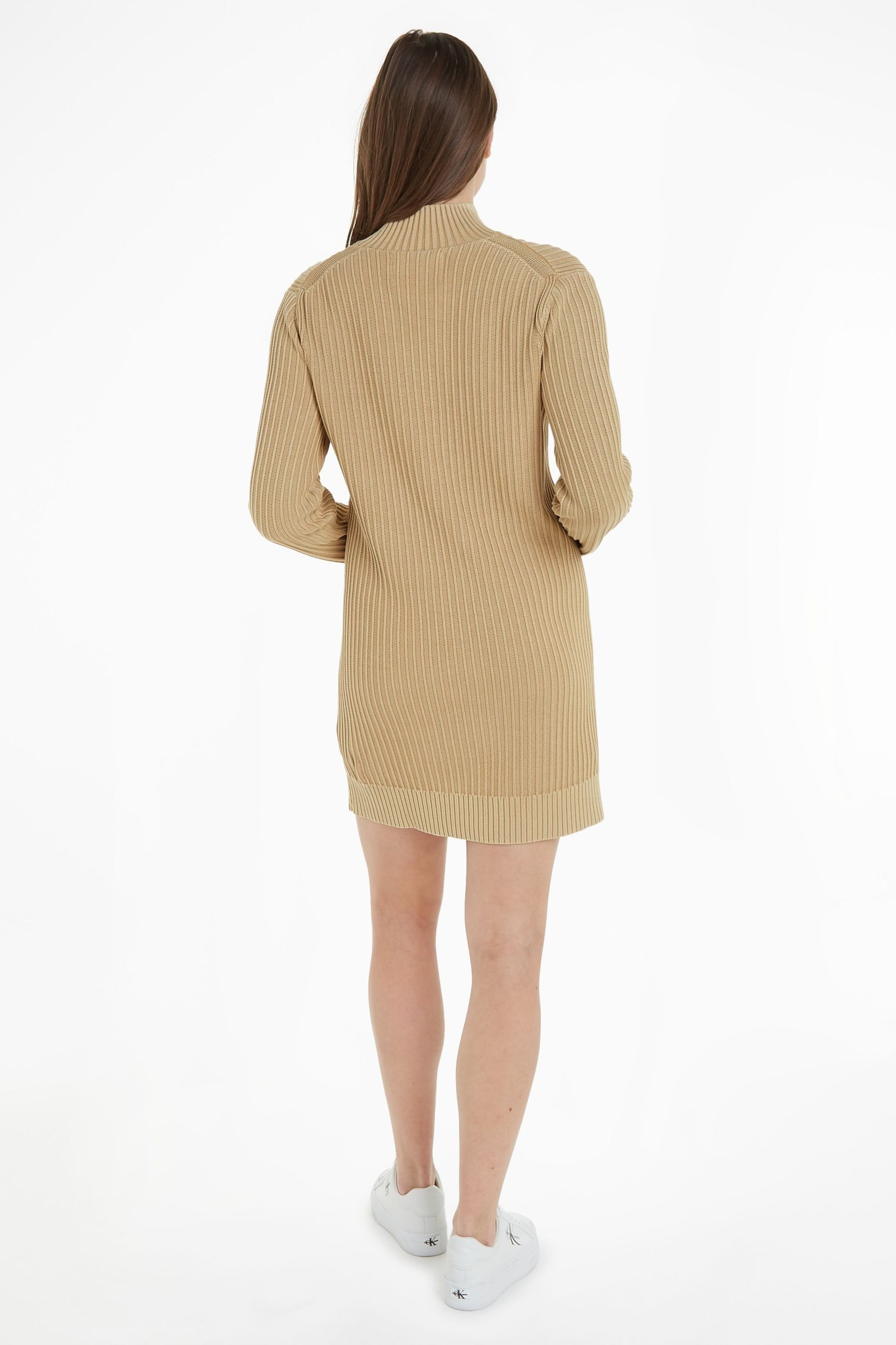 Calvin Klein Jeans Woven Label Sweater Natural Dress - Image 2 of 6