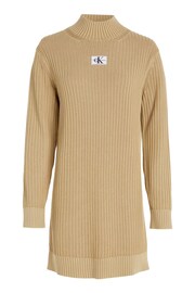 Calvin Klein Jeans Woven Label Sweater Natural Dress - Image 4 of 6