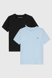 Calvin Klein Jeans Blue Monogram 100% Cotton T-Shirt 2 Pack - Image 1 of 5