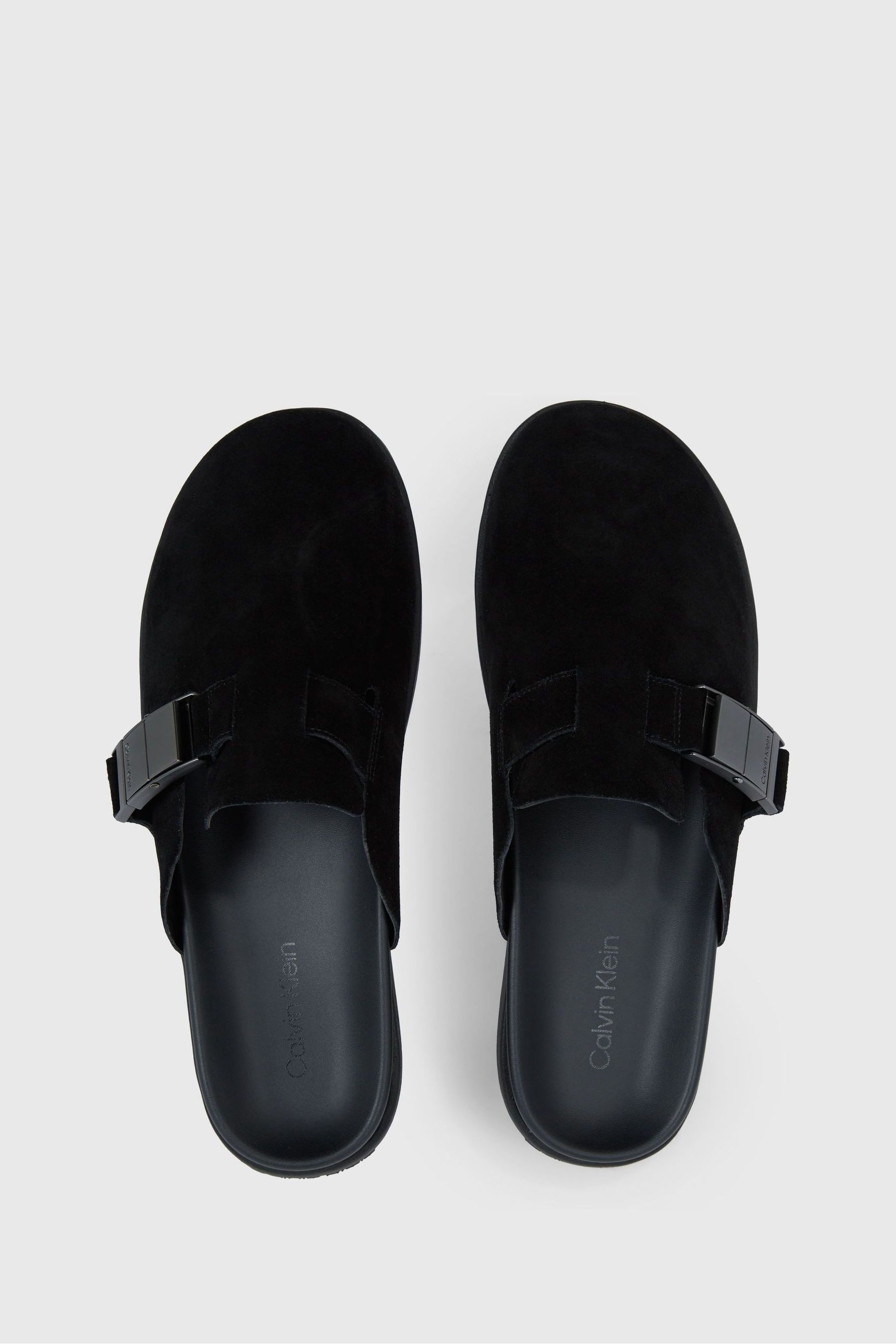 Buy Calvin Klein Black Iconic Plaque Suede Mules from Next Luxembourg