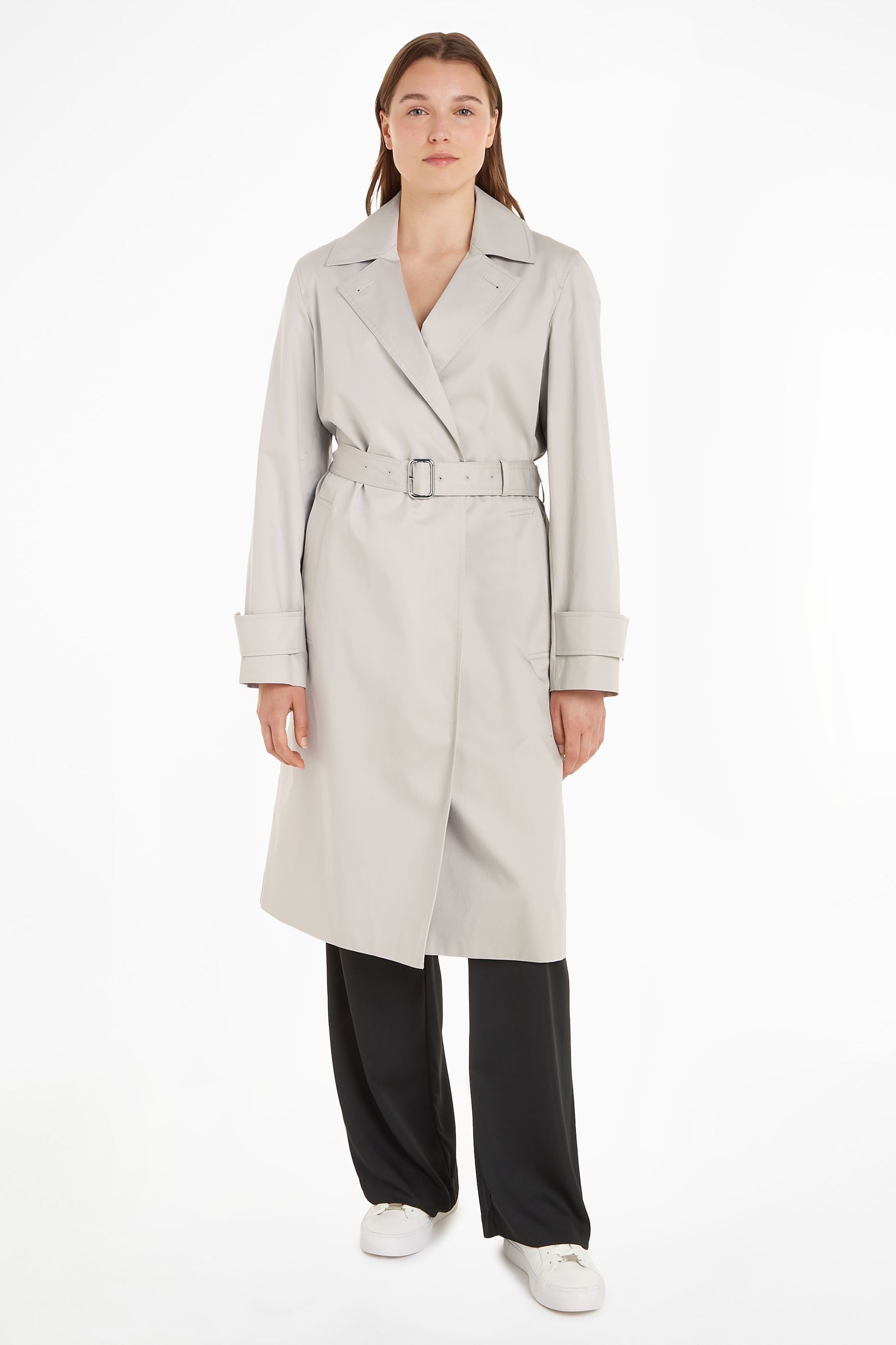 Buy Calvin Klein Grey Essential Trench Coat from Next Luxembourg