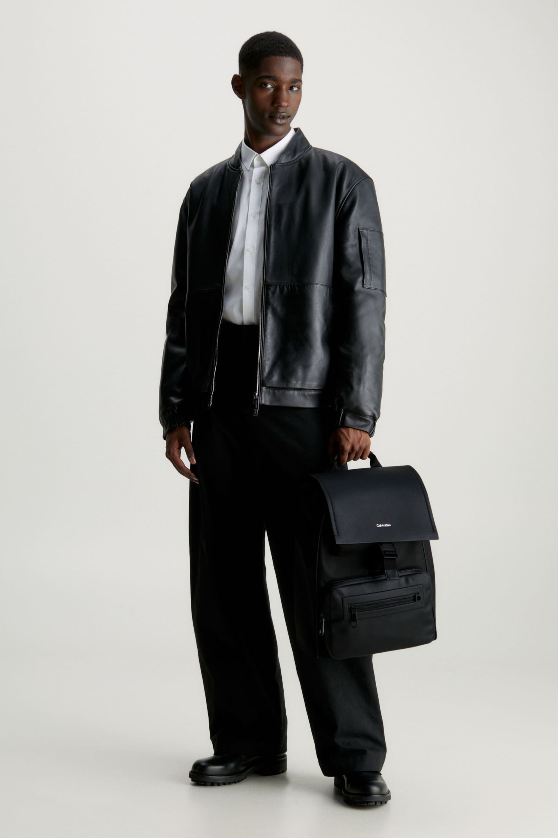 Calvin Klein Black Elevated Flap Backpack - Image 2 of 5