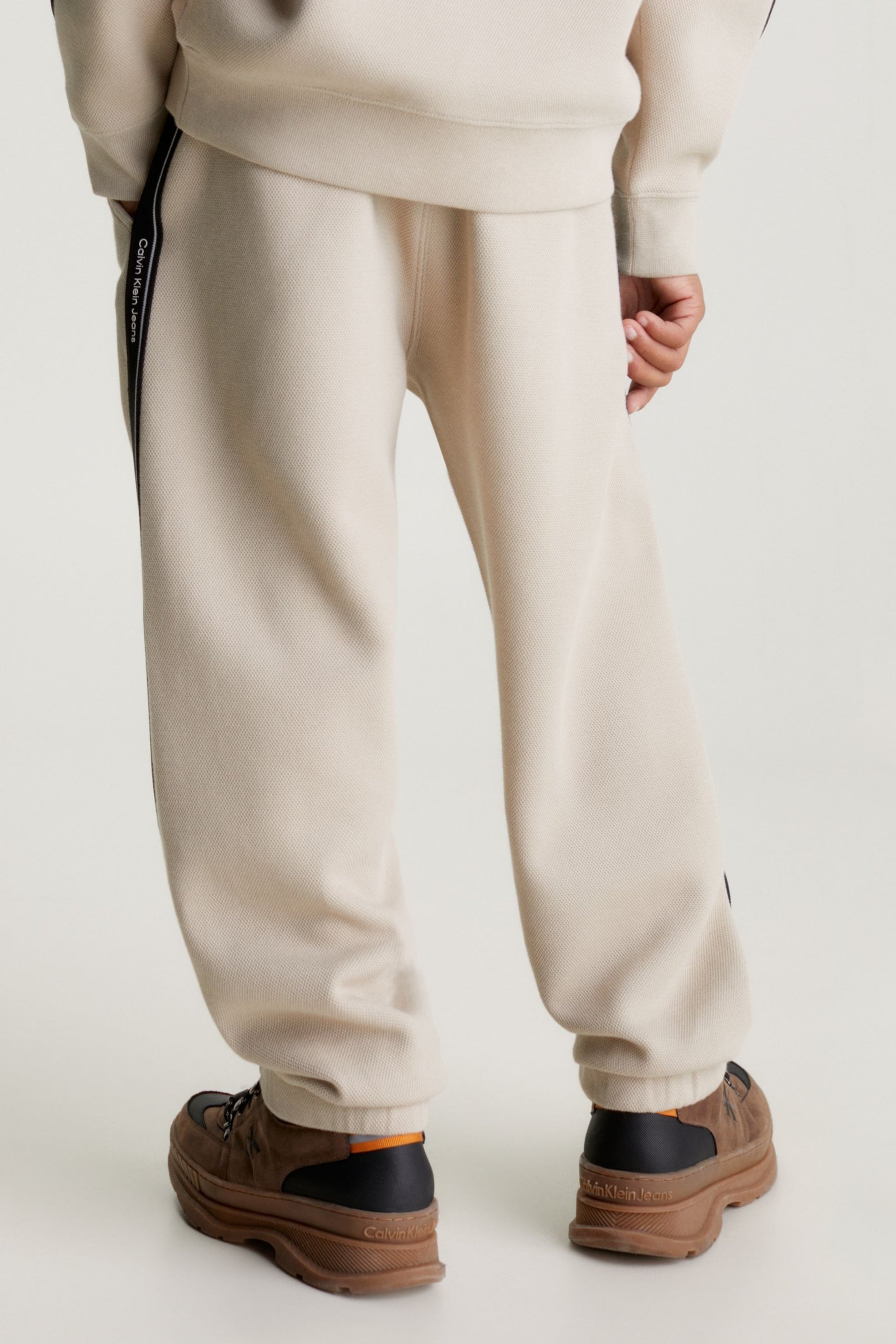 Calvin Klein Jeans Pique Interock Cream Joggers - Image 2 of 5