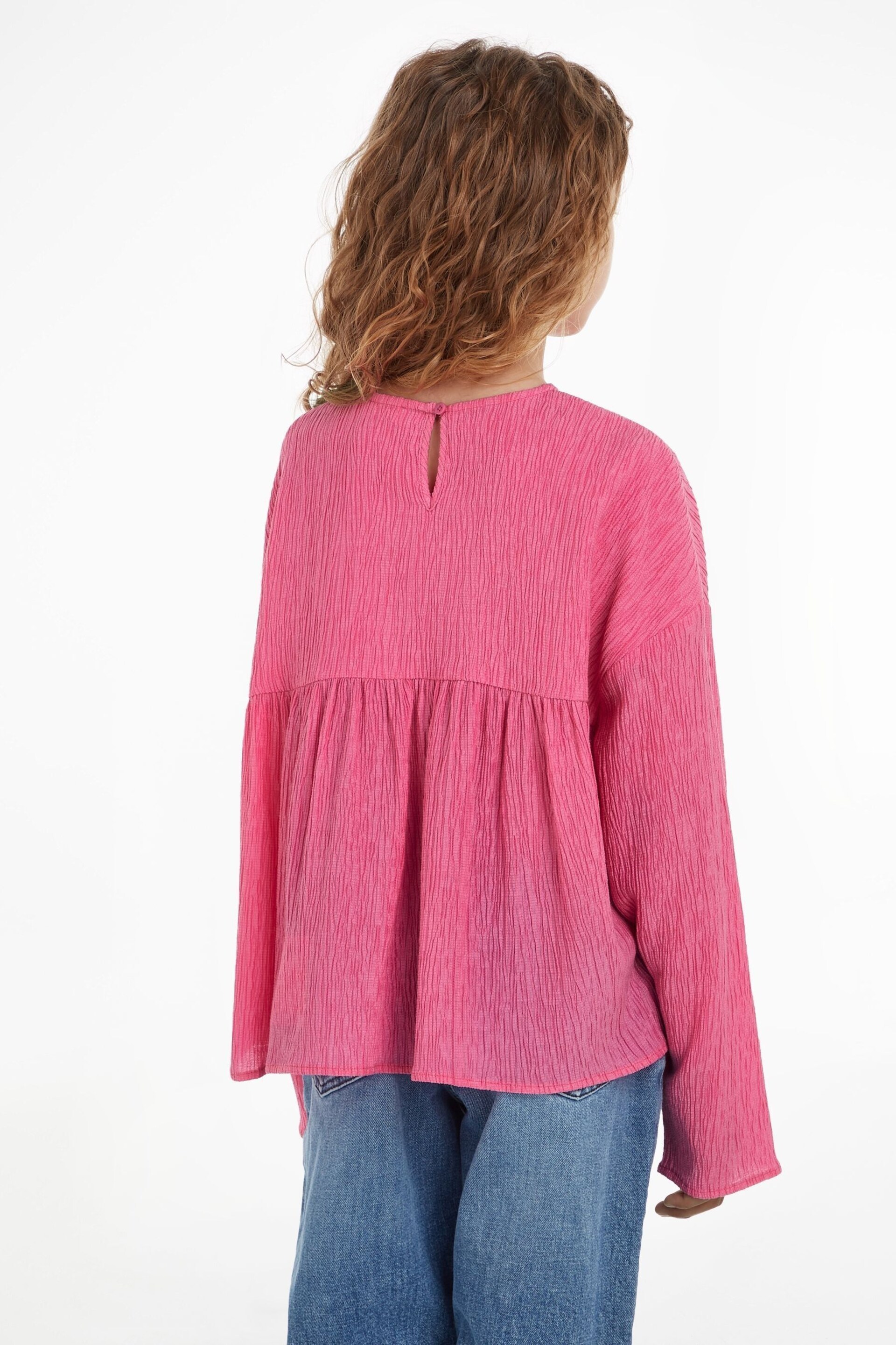 Calvin Klein Jeans Pink Crinkle Long Sleeve Top - Image 2 of 5