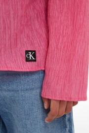 Calvin Klein Jeans Pink Crinkle Long Sleeve Top - Image 3 of 5