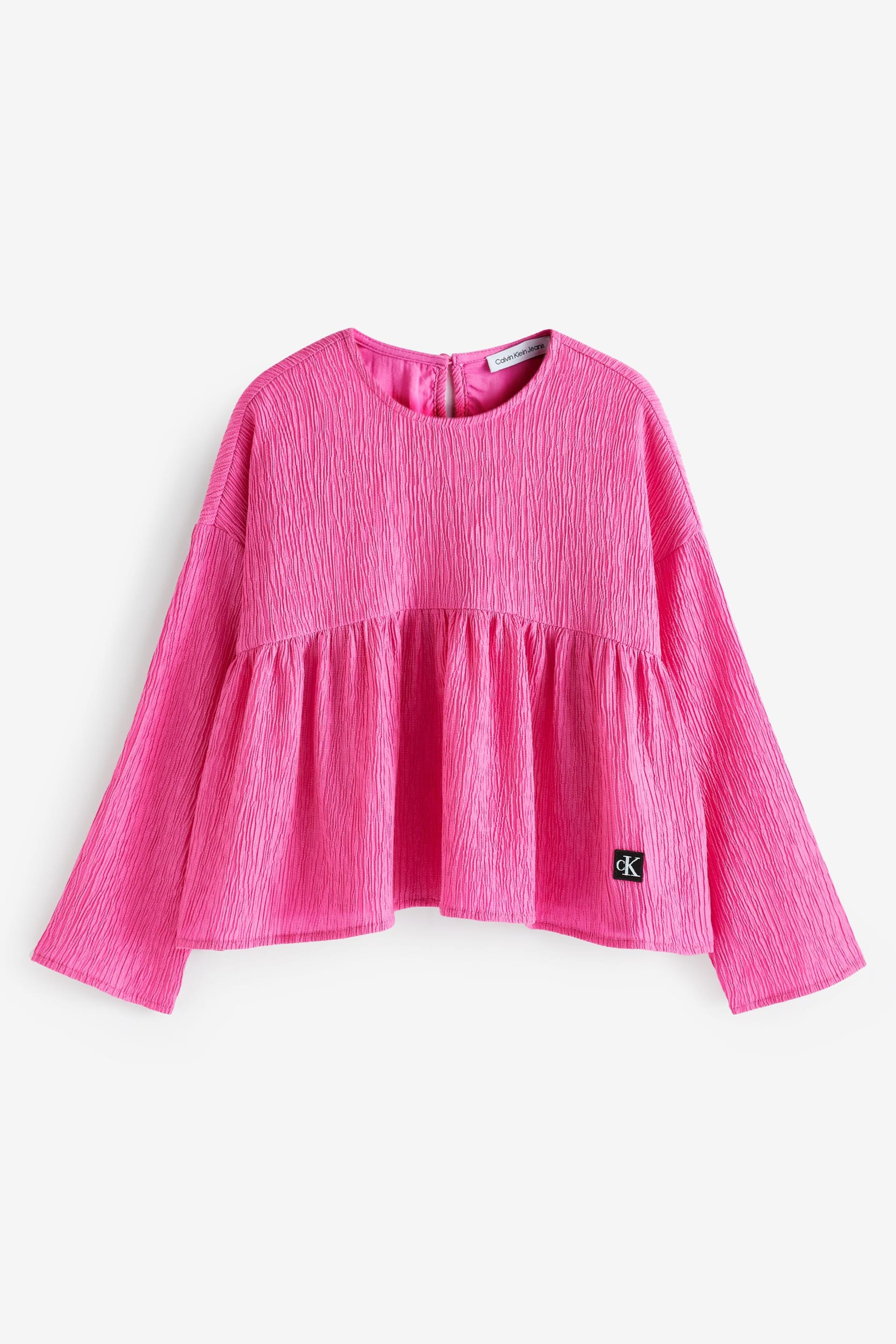 Calvin Klein Jeans Pink Crinkle Long Sleeve Top - Image 4 of 5
