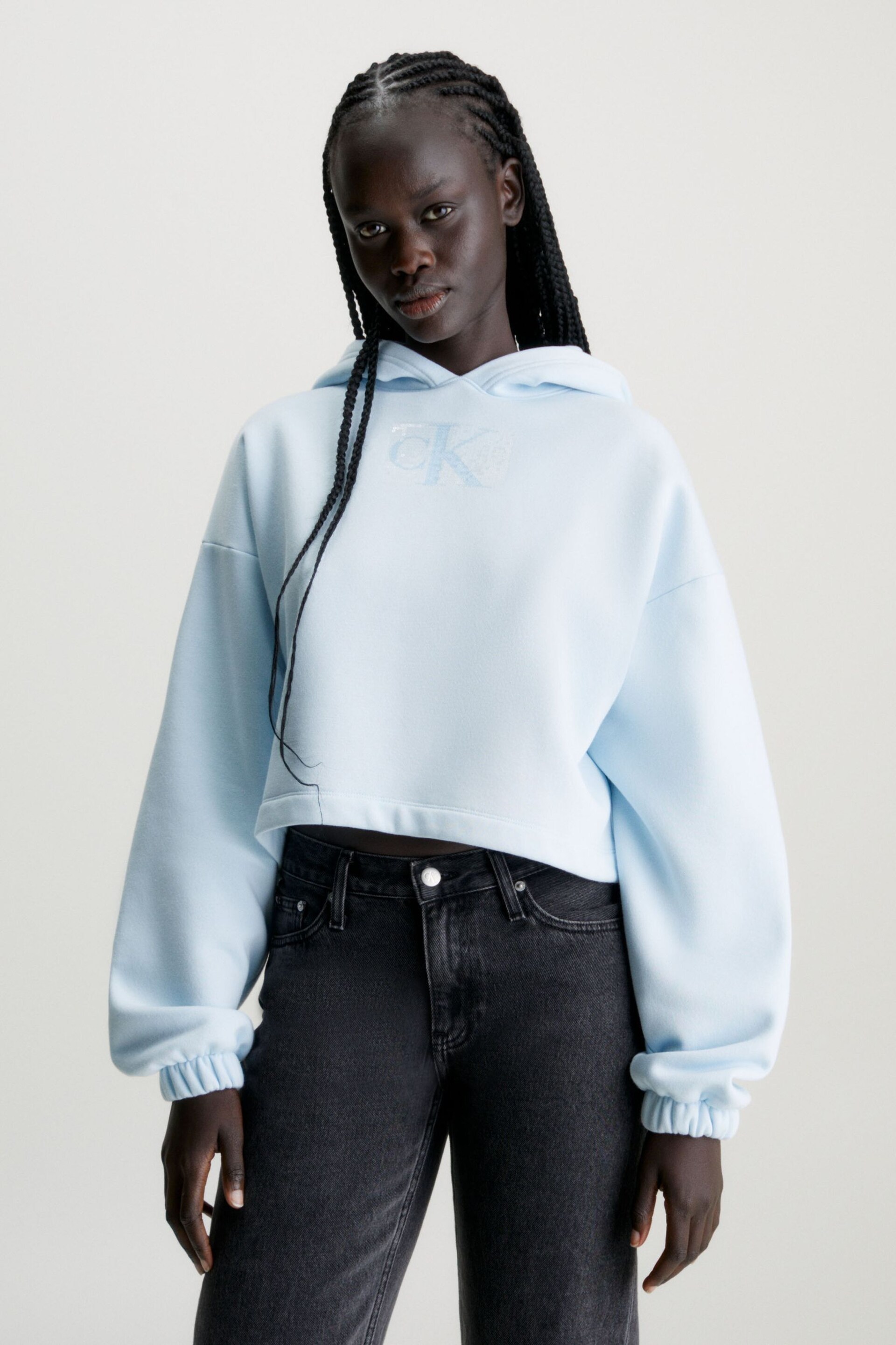 Calvin Klein Jeans Blue Sequin Hoodie - Image 1 of 6