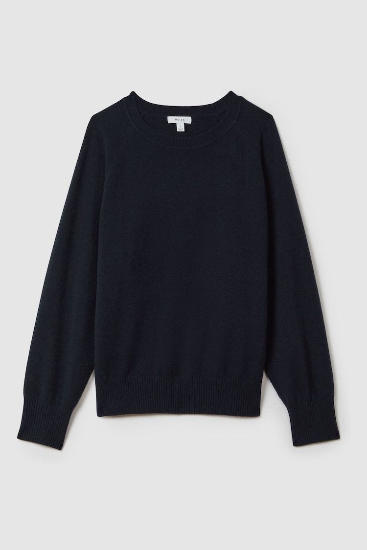 Reiss Navy Andi Oversized Wool Blend Crew Neck Jumper - Image 2 of 6