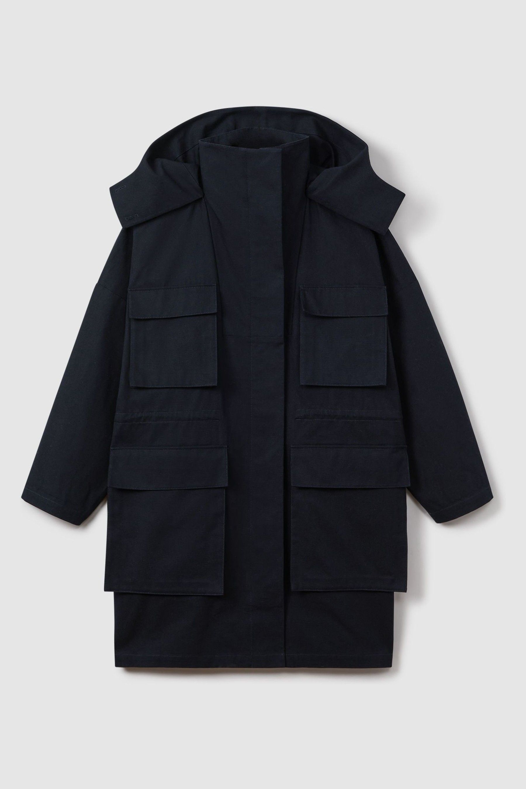 Buy Reiss Navy Peyton Cotton Parka Coat from Next Australia