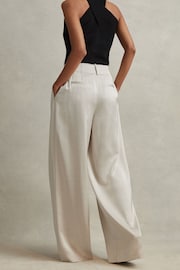 Reiss Champagne Isla Petite Satin Wide Leg Trousers - Image 1 of 6