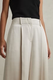 Reiss Champagne Isla Petite Satin Wide Leg Trousers - Image 4 of 6