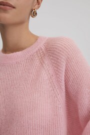 Reiss Light Pink Mae Oversized Crew Neck Jumper - Image 4 of 6