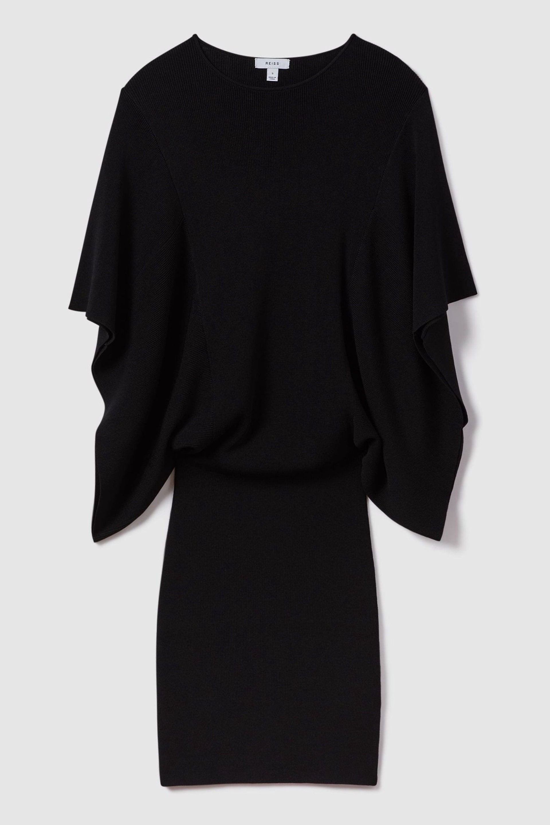 Reiss Black Julia Knitted Cape Sleeve Mini Dress - Image 2 of 6
