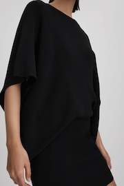 Reiss Black Julia Knitted Cape Sleeve Mini Dress - Image 4 of 6