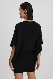 Reiss Black Julia Knitted Cape Sleeve Mini Dress - Image 5 of 6