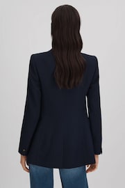 Reiss Navy Lana Tailored Textured Wool Blend Double Breasted Blazer - Image 6 of 7