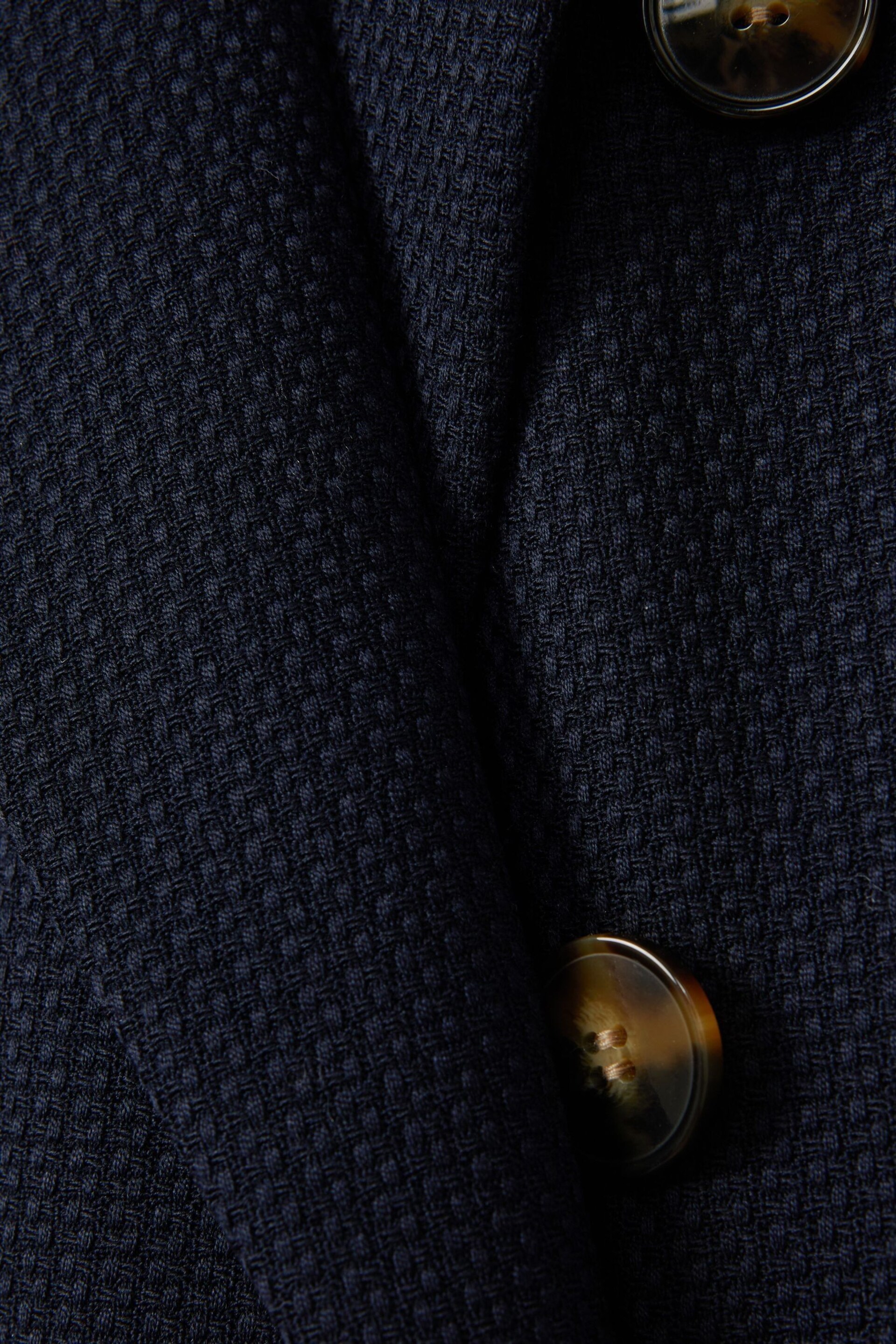 Reiss Navy Lana Tailored Textured Wool Blend Double Breasted Blazer - Image 7 of 7