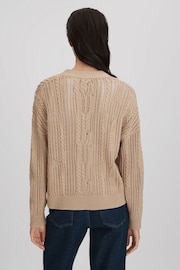 Reiss Neutral Tiffany Cotton Blend Open Stitch Cardigan - Image 5 of 6