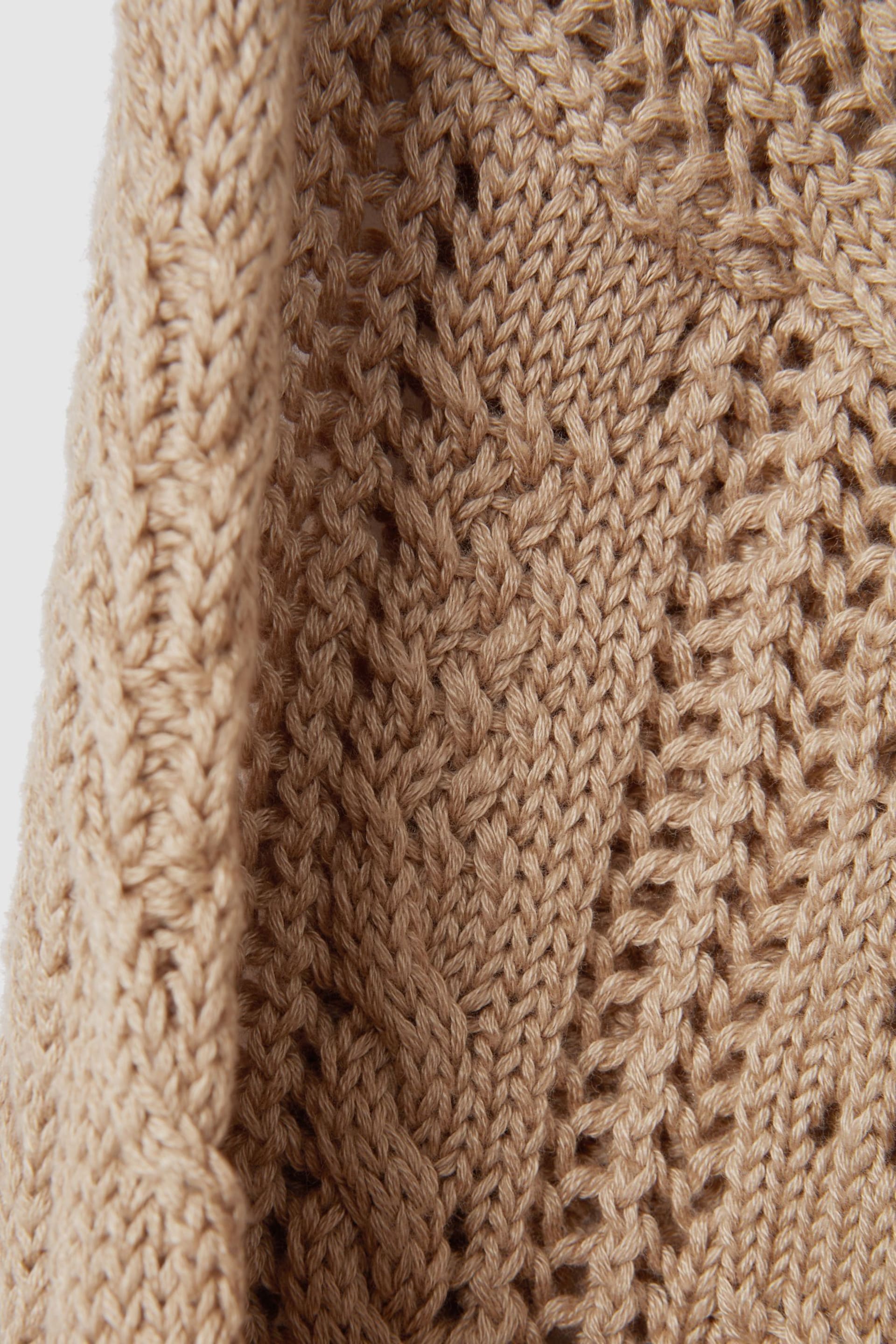 Reiss Neutral Tiffany Cotton Blend Open Stitch Cardigan - Image 6 of 6