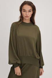 Florere Relaxed Satin Khaki Sweatshirt - Image 1 of 6