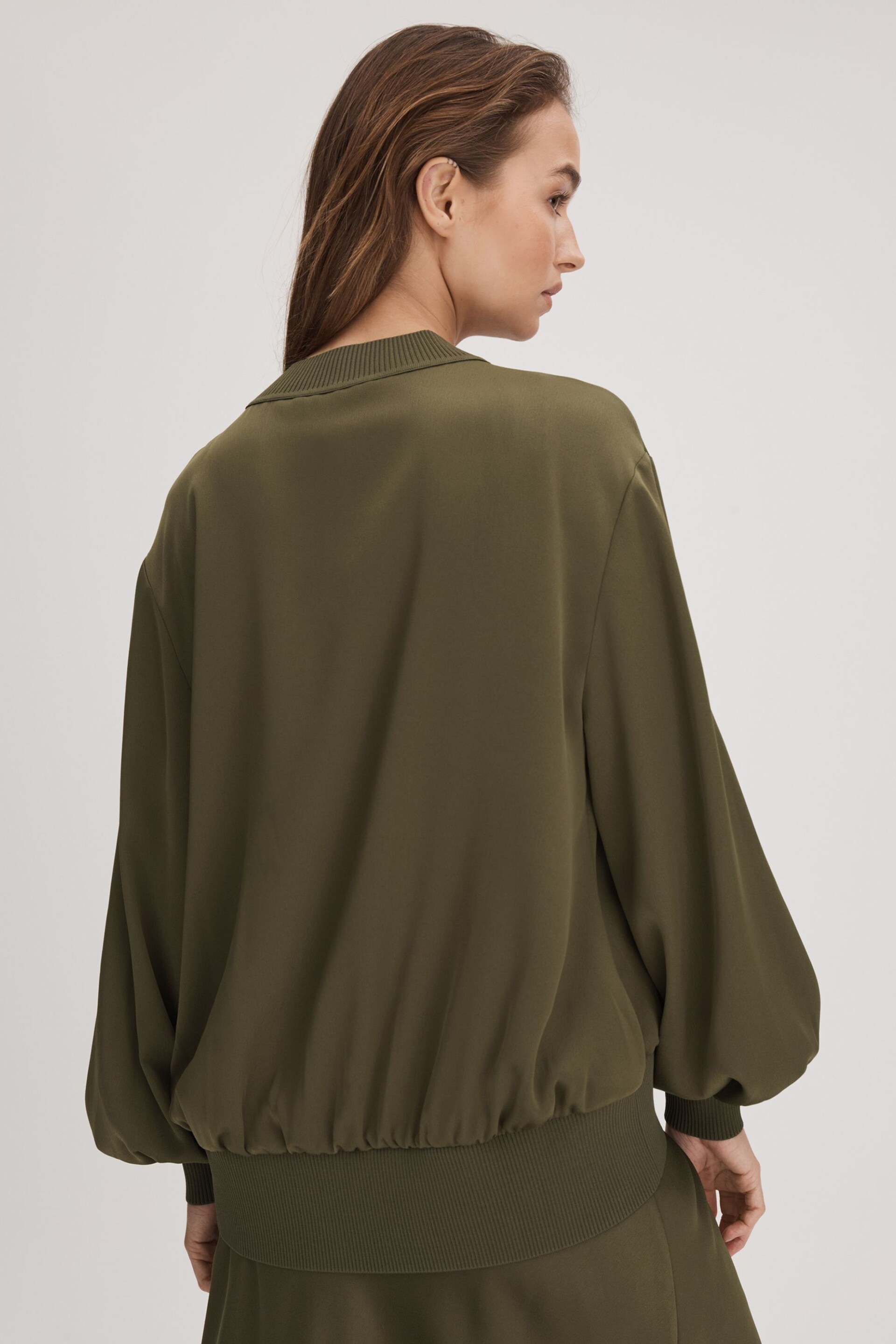 Florere Relaxed Satin Khaki Sweatshirt - Image 5 of 6