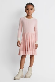 Reiss Pink Teagan Teen Ribbed Fit-and-Flare Dress - Image 1 of 6