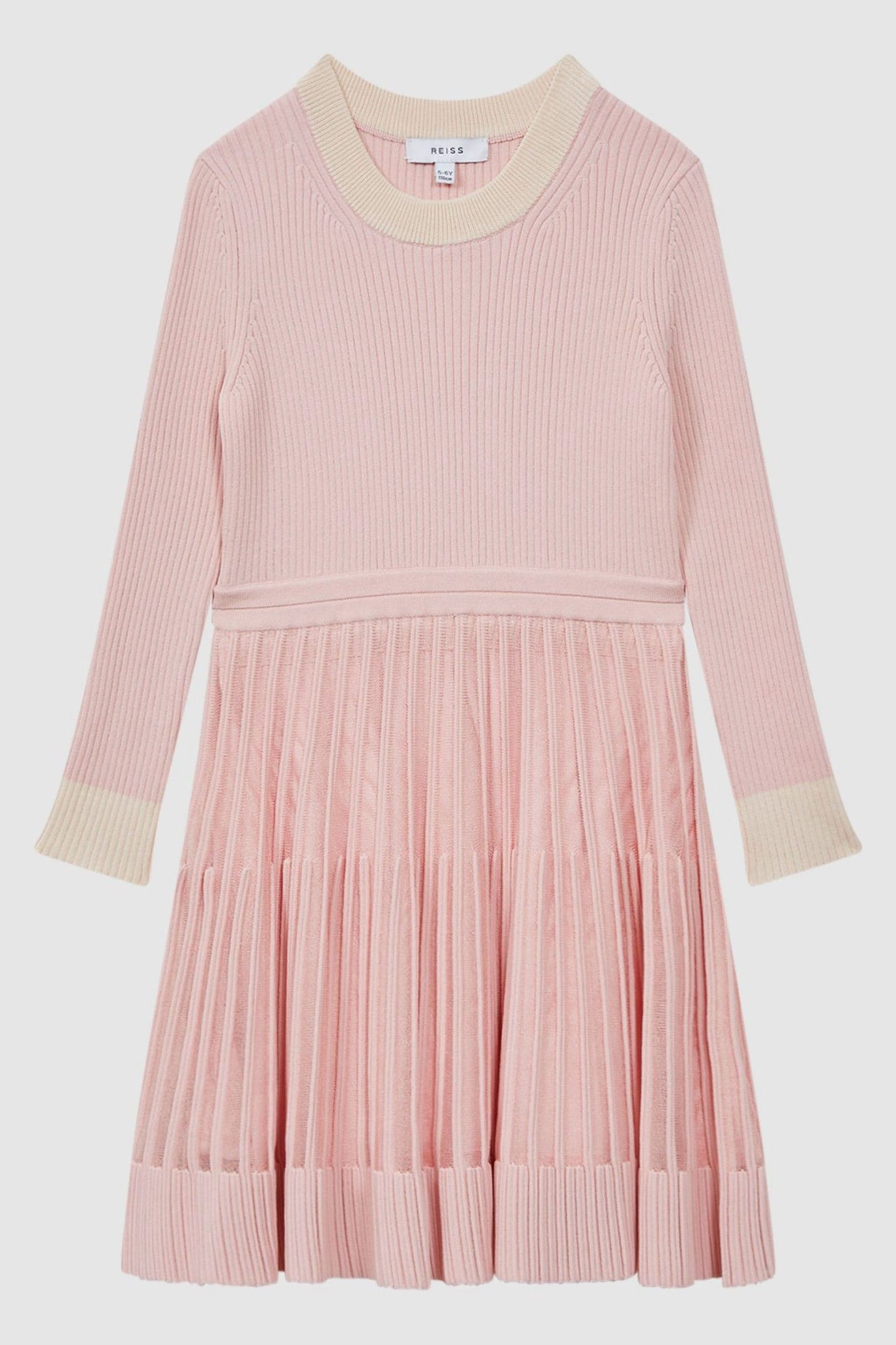 Reiss Pink Teagan Teen Ribbed Fit-and-Flare Dress - Image 2 of 6