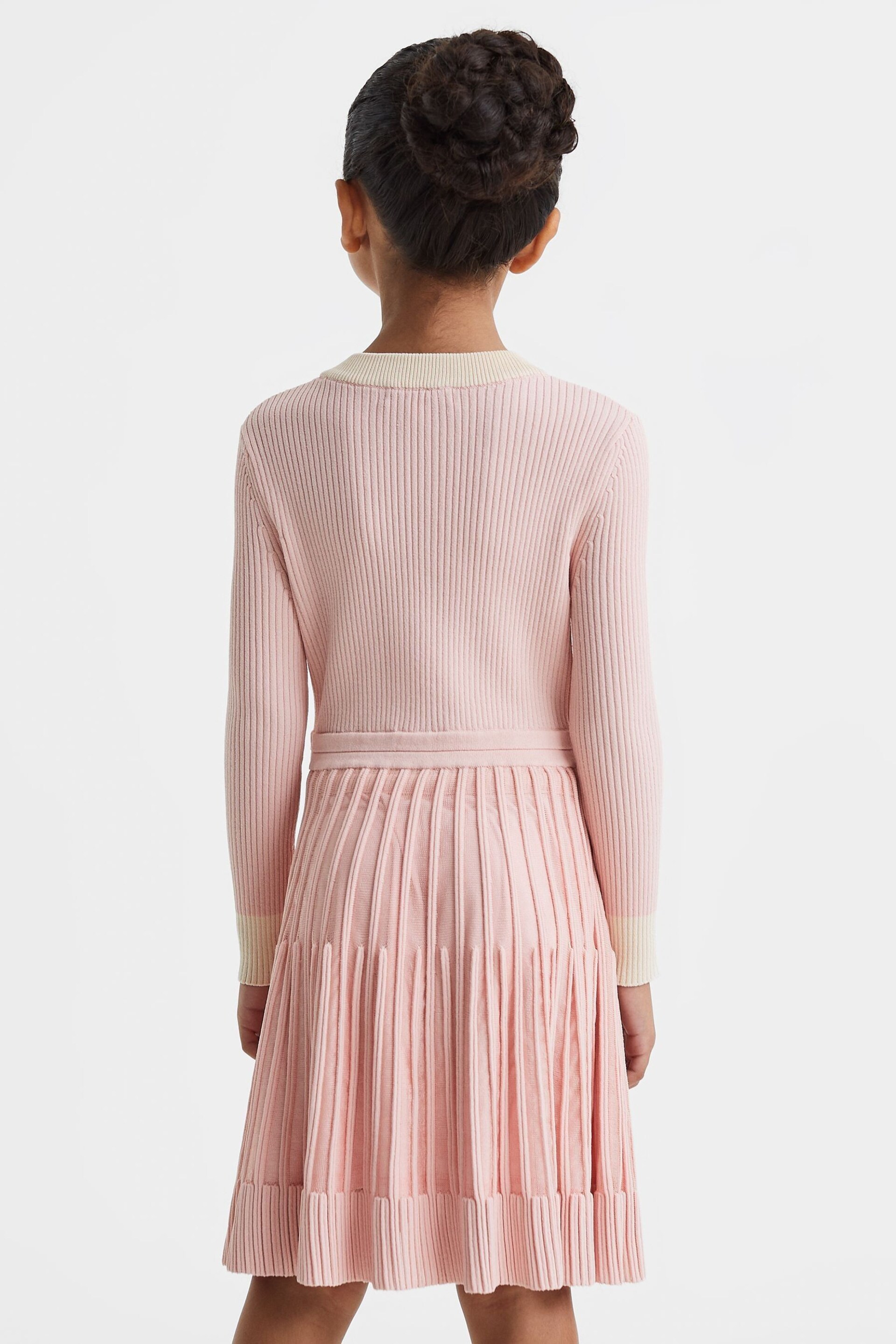 Reiss Pink Teagan Teen Ribbed Fit-and-Flare Dress - Image 5 of 6
