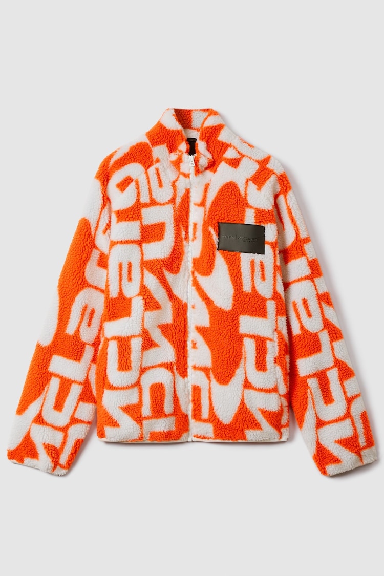 Reiss x McLaren F1 Team Papaya/White McLaren F1 Zip-Through Fleece Jacket - Image 2 of 12