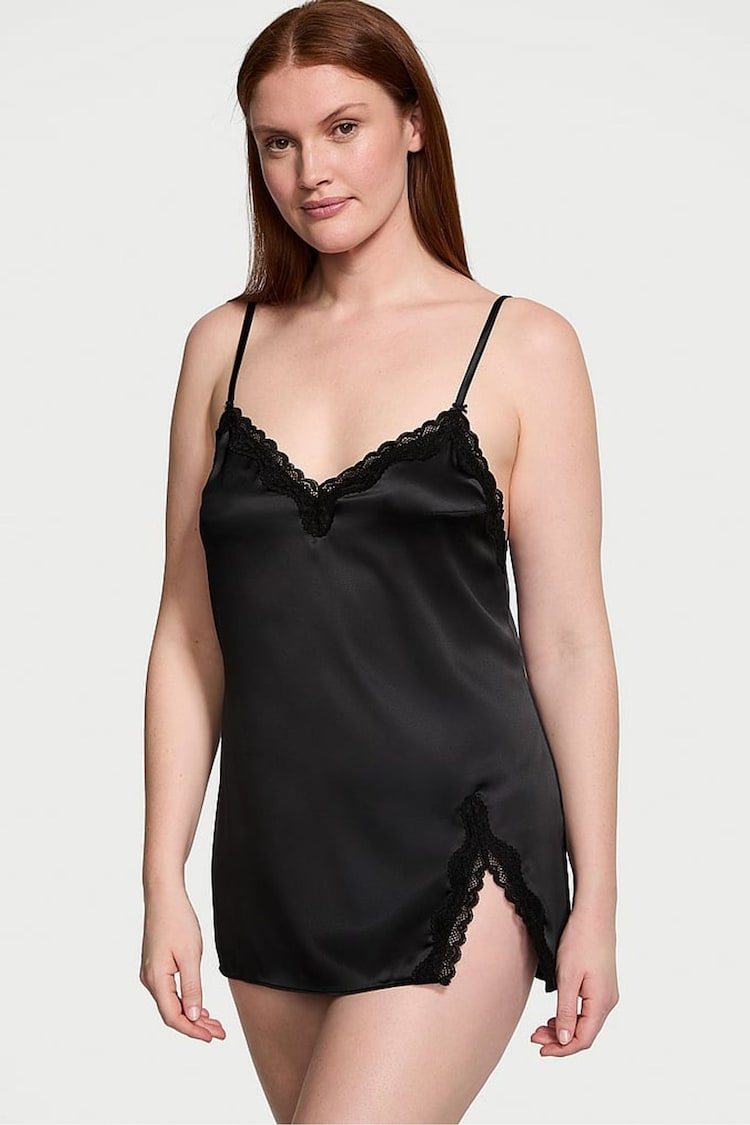 Victoria's Secret Black Satin Slip Dress - Image 1 of 3