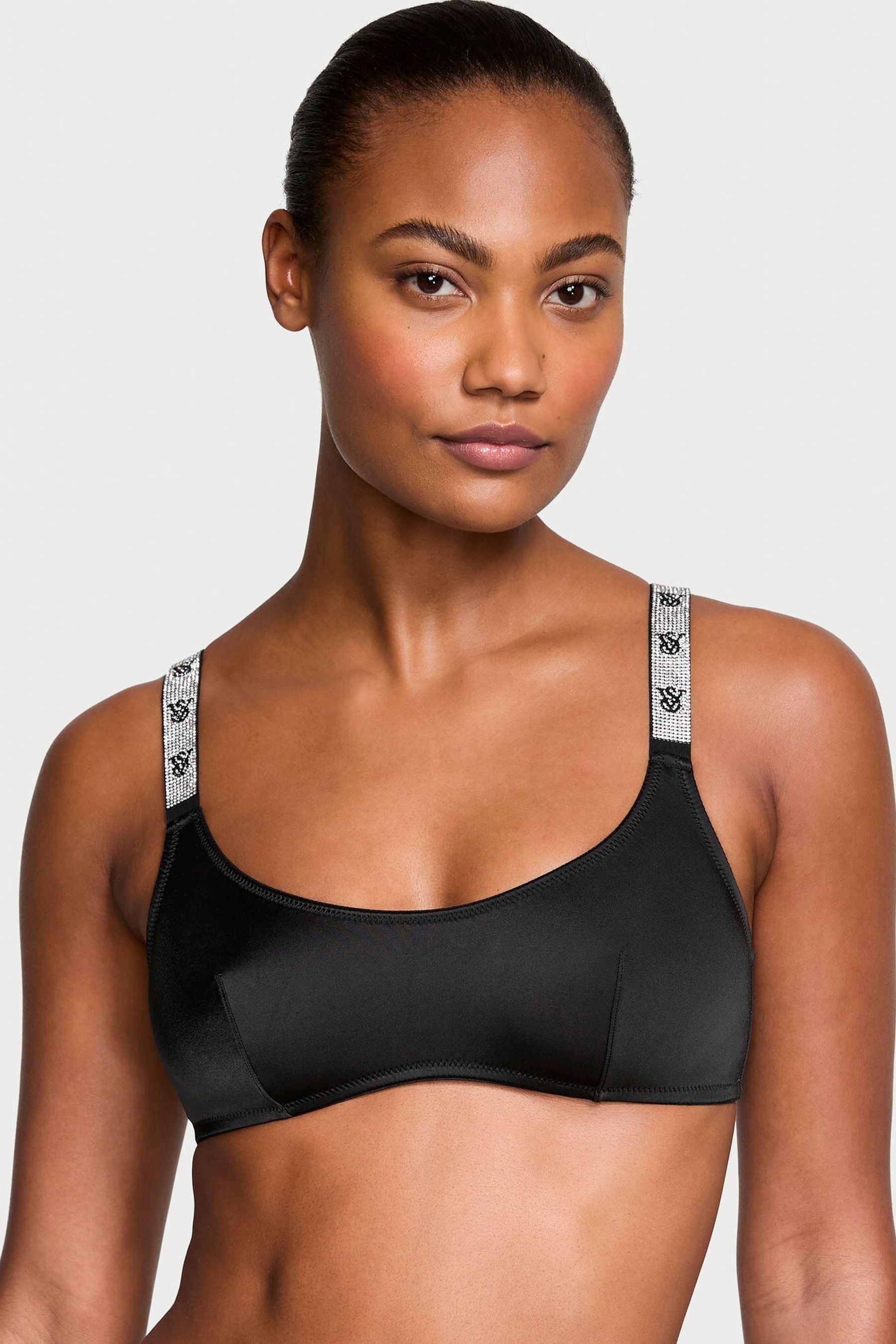 Buy Victoria s Secret Black Smooth Shine Strap Bralette from the Next UK online shop