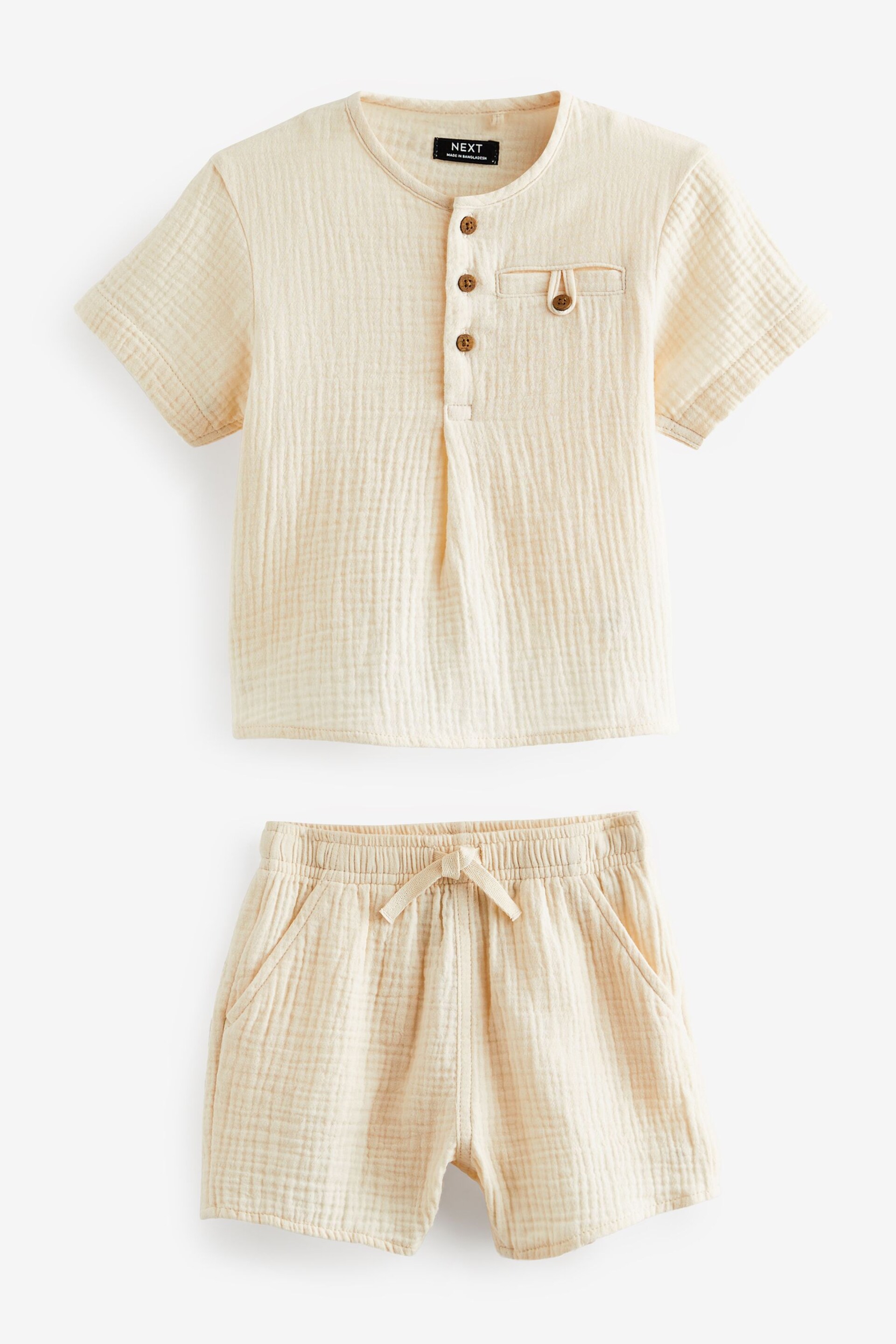 Neutral Short Sleeves Shirt And Short Set (3mths-7yrs) - Image 1 of 3