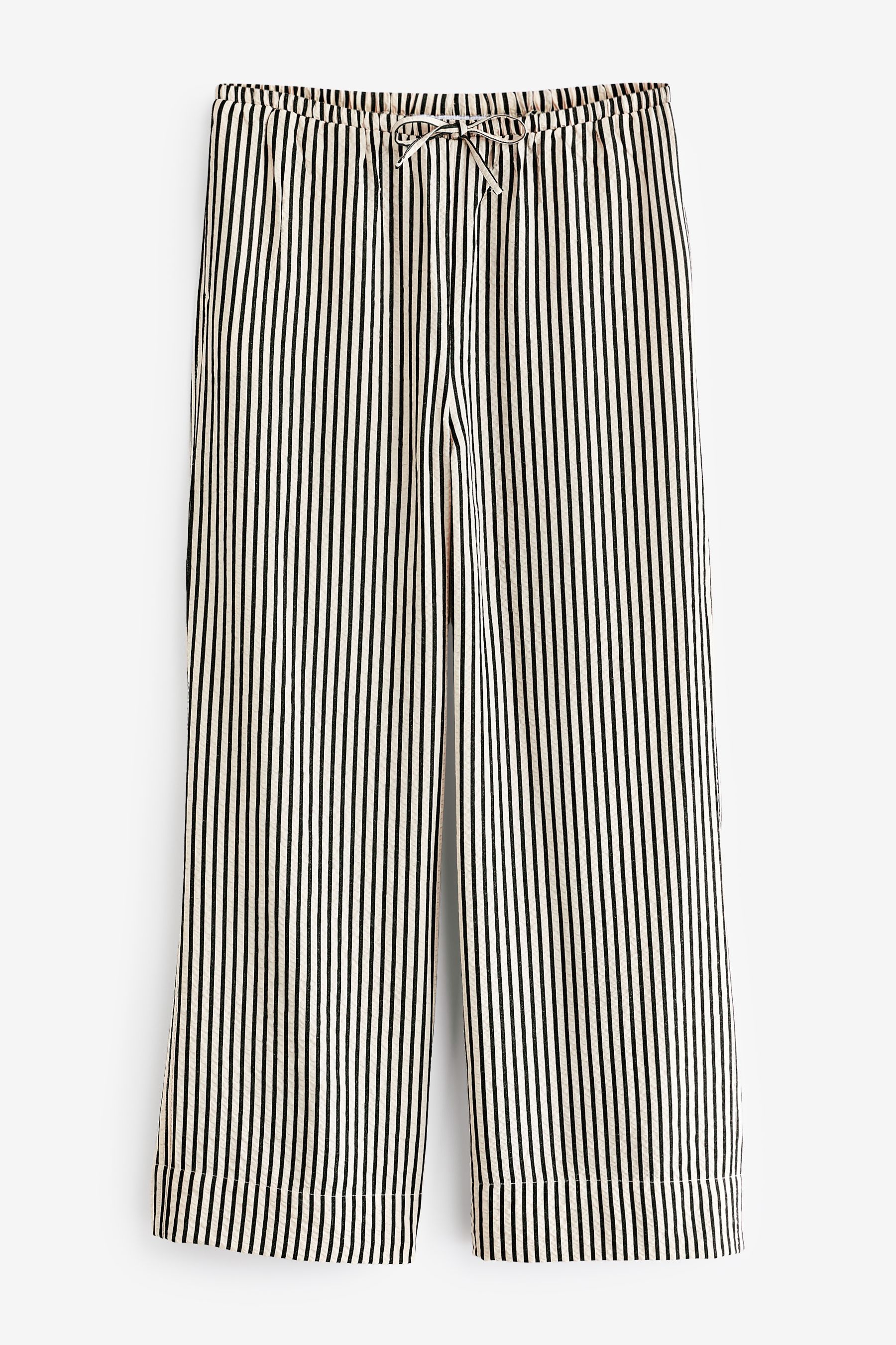 Black and white striped wide leg trousers clearance