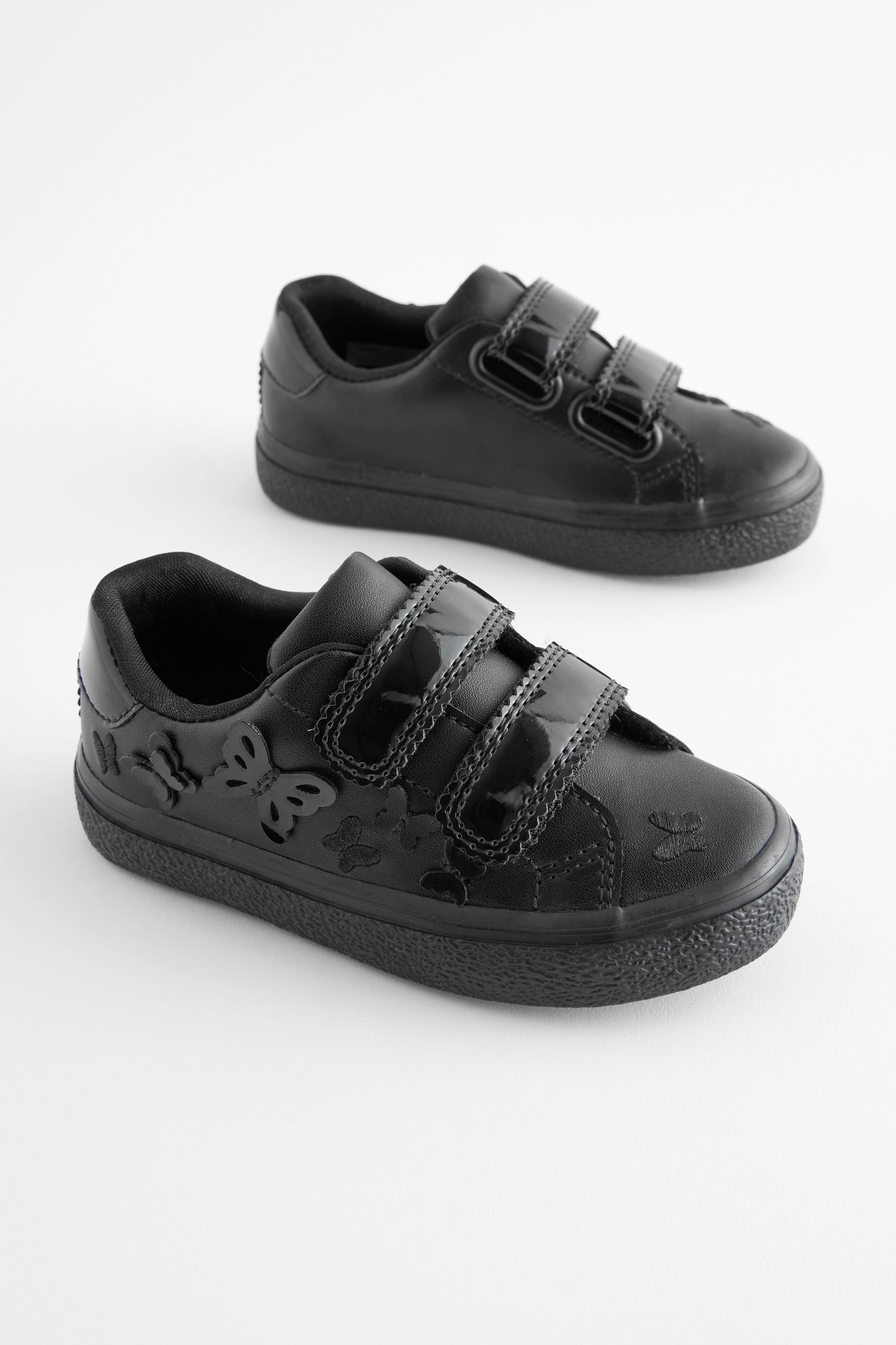Black velcro school trainers discount