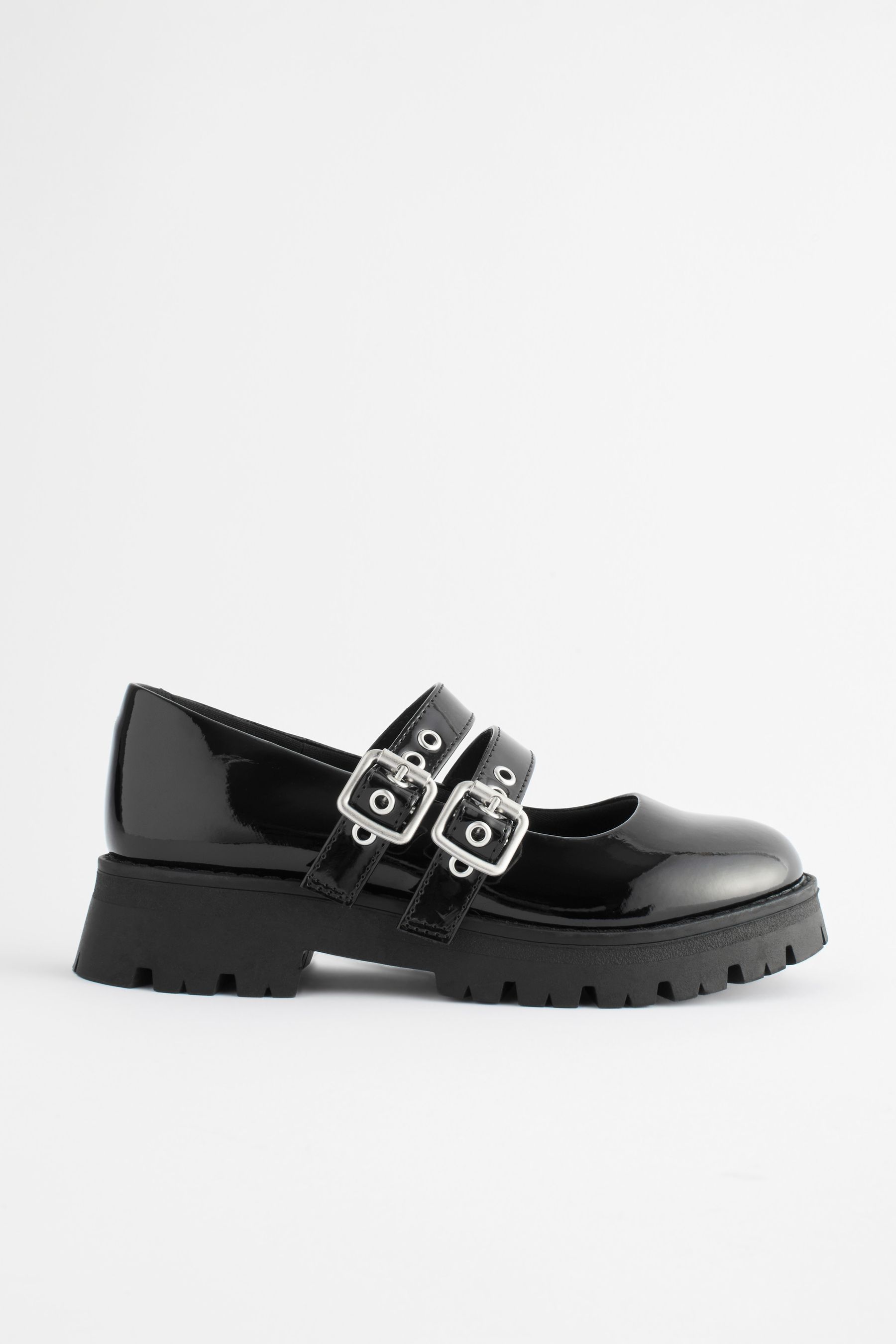 Black patent buckle shoes on sale