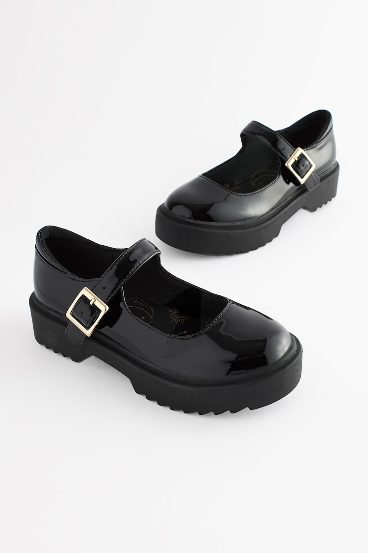 Black Patent Leather Chunky Mary Jane School Shoes - Image 1 of 7