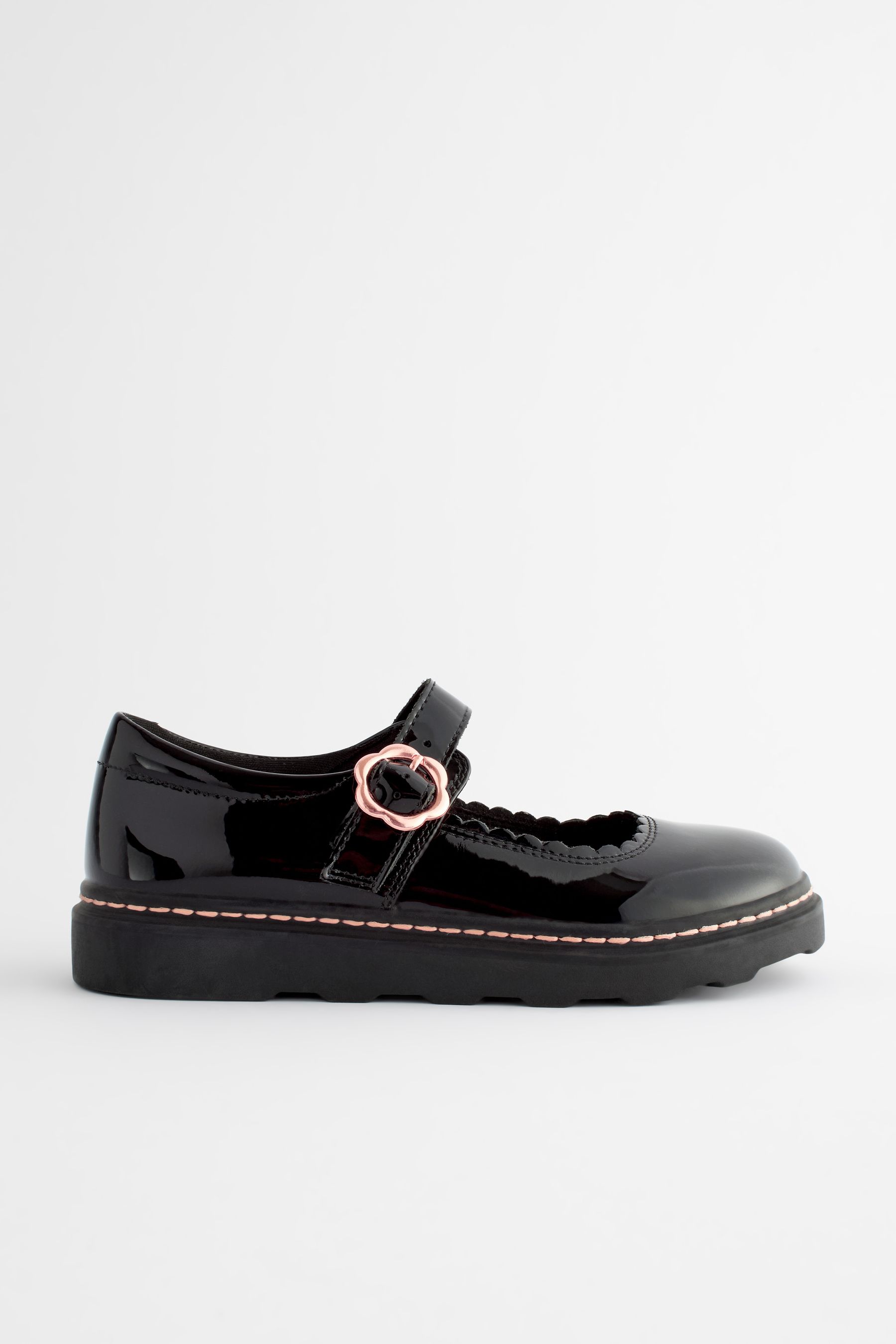 Buy Black Patent Leather Chunky Rose Gold Mary Jane School Shoes from the Next UK online shop