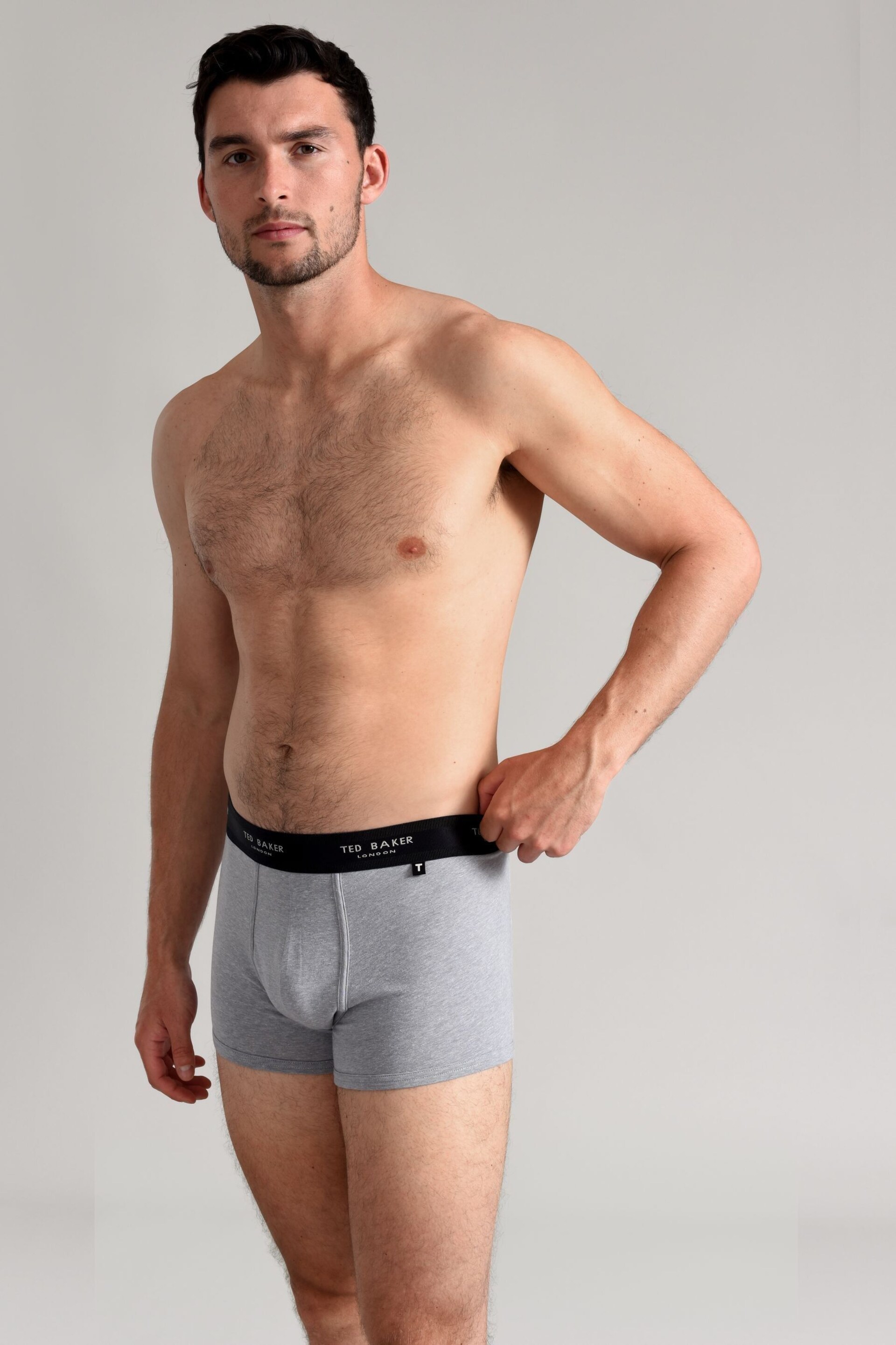 Ted Baker Dark Black Cotton Trunks 3 Pack - Image 6 of 8