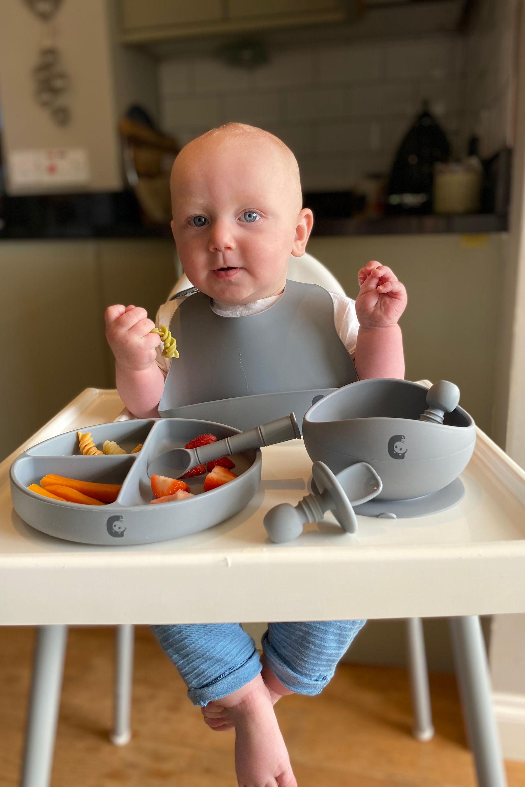 Buy Cheeky Chompers Blue Silicone Baby Weaning Gift Set from the Next UK online shop