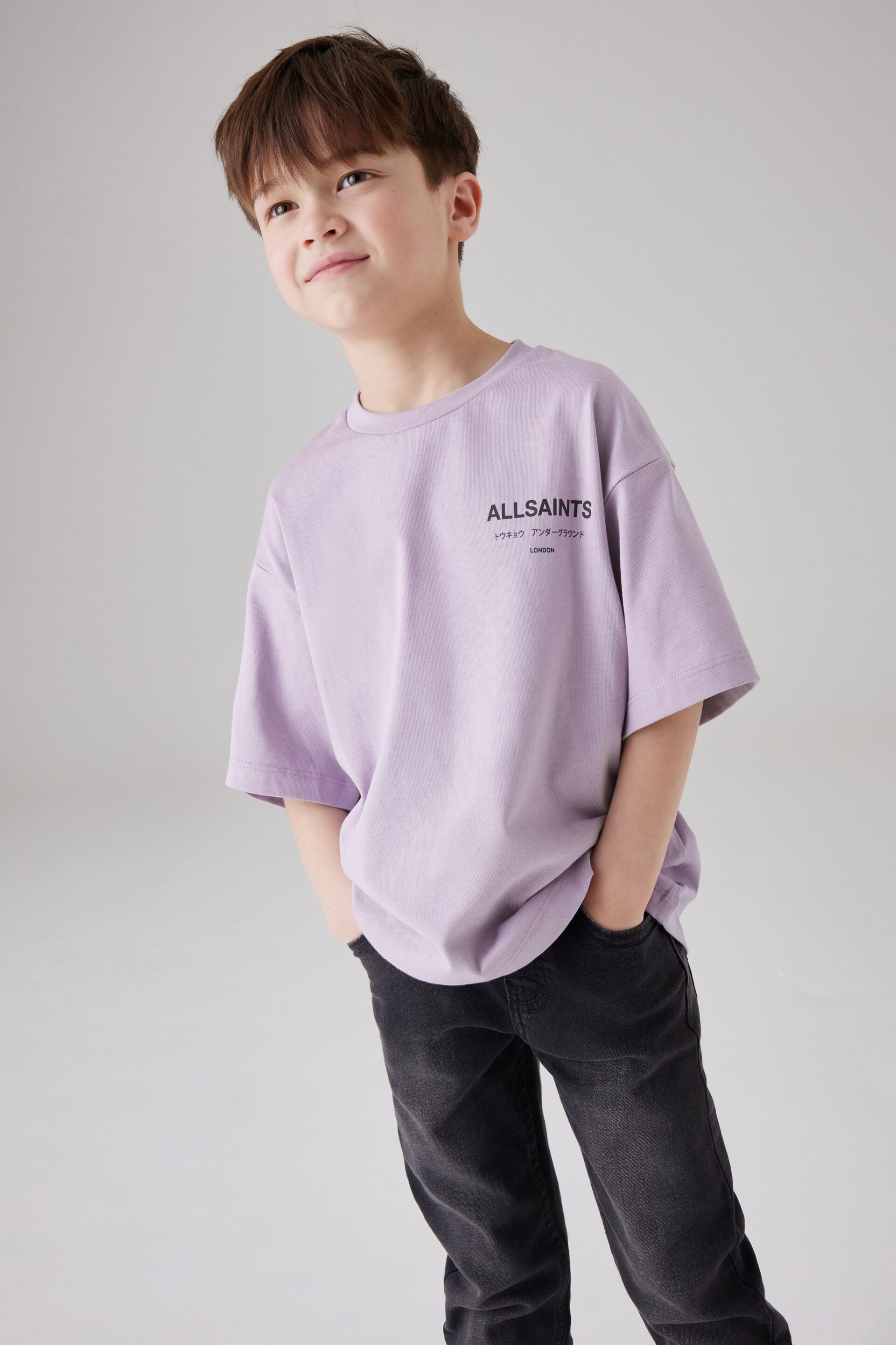 smALLSAINTS Purple Underground Oversized Crew T-Shirt - Image 1 of 7