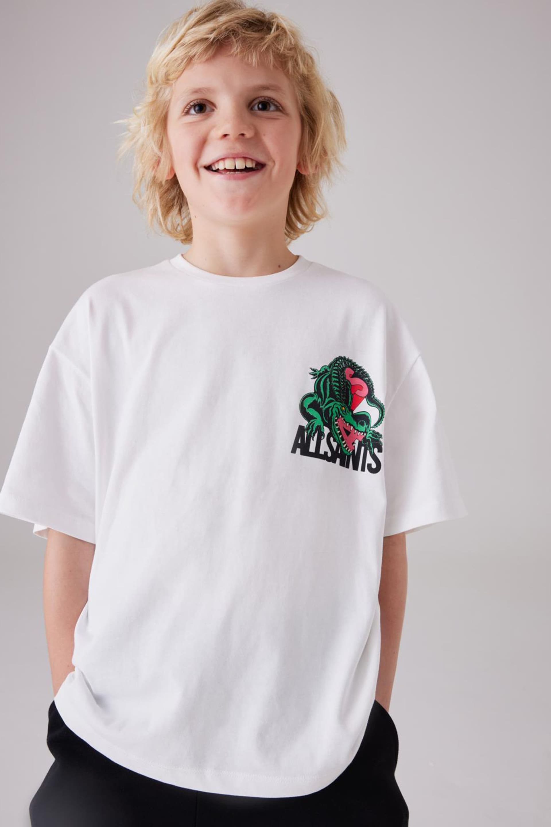 smALLSAINTS White/Gator Boys Graphic Oversized Crew T-Shirt - Image 1 of 8
