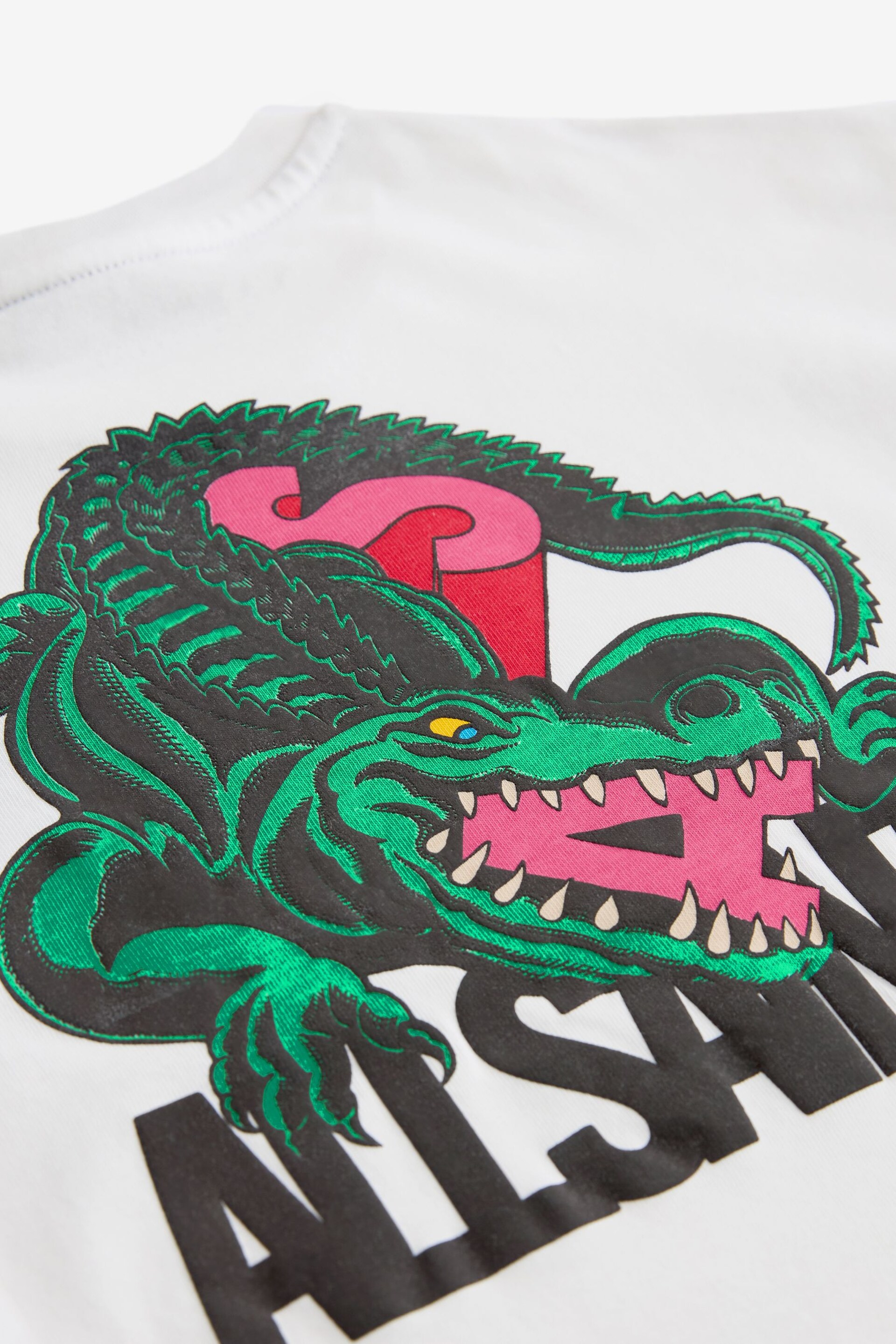smALLSAINTS White/Gator Boys Graphic Oversized Crew T-Shirt - Image 8 of 8