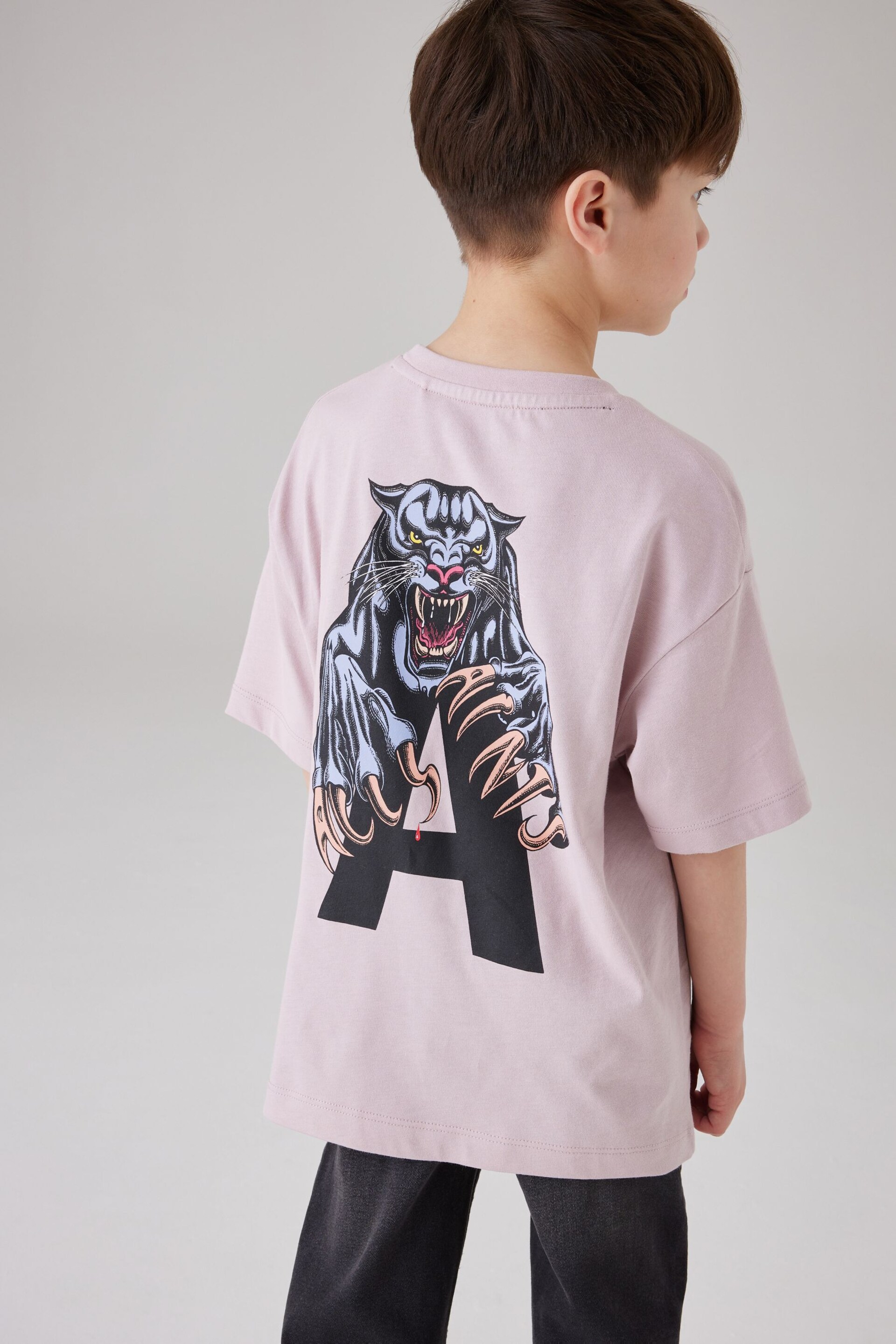 smALLSAINTS Pale Pink/Beast Boys Graphic Oversized Crew T-Shirt - Image 2 of 8