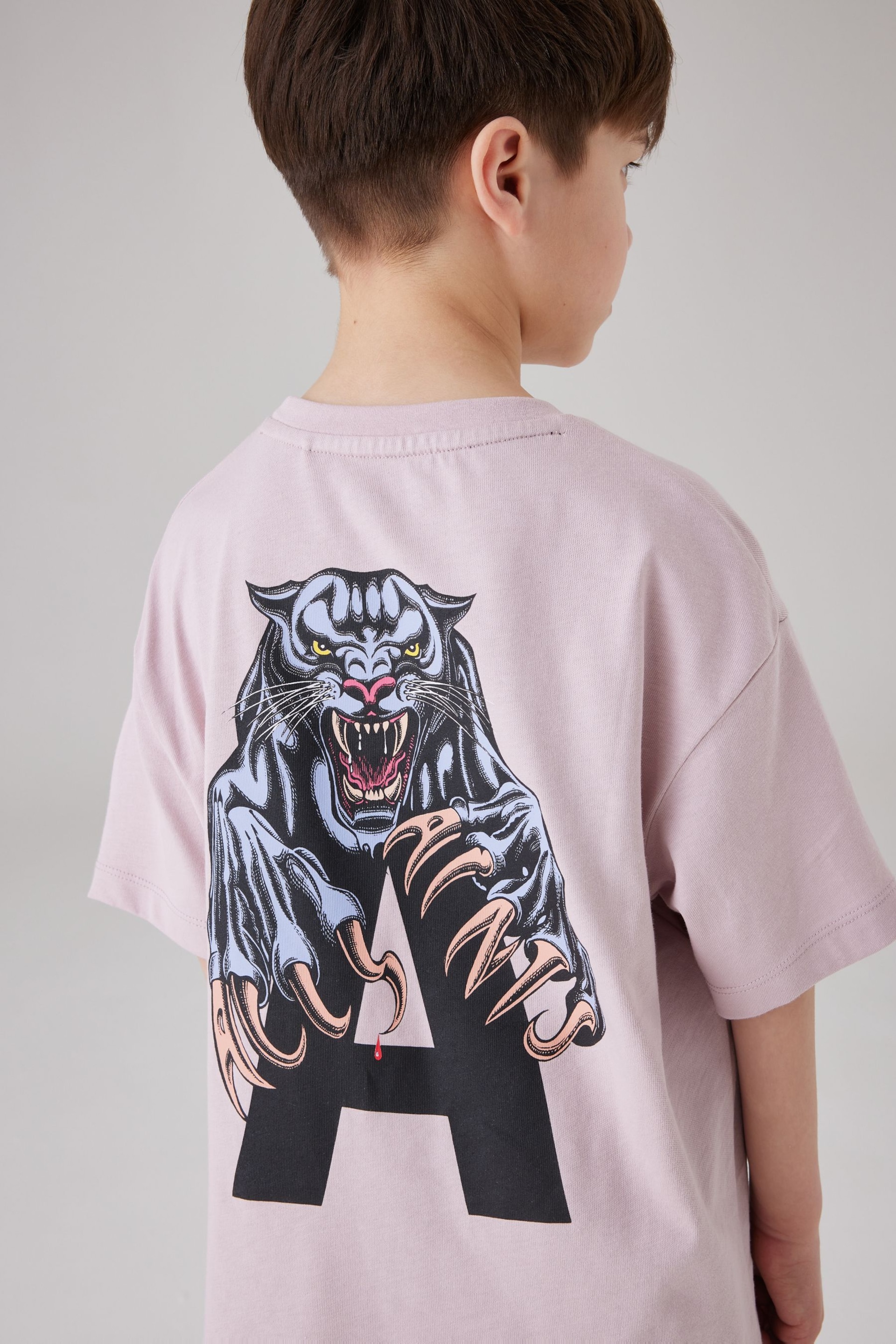 smALLSAINTS Pale Pink/Beast Boys Graphic Oversized Crew T-Shirt - Image 3 of 8